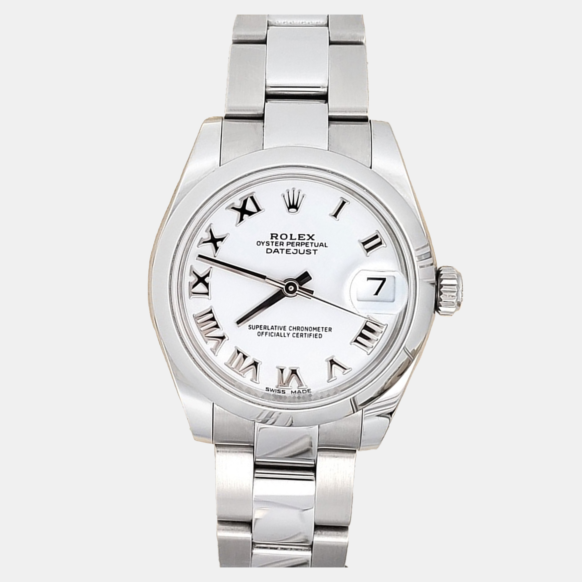 Pre-owned Rolex Datejust 178240 Automatic White Stainless Steel Women's Wristwatch 31 Mm