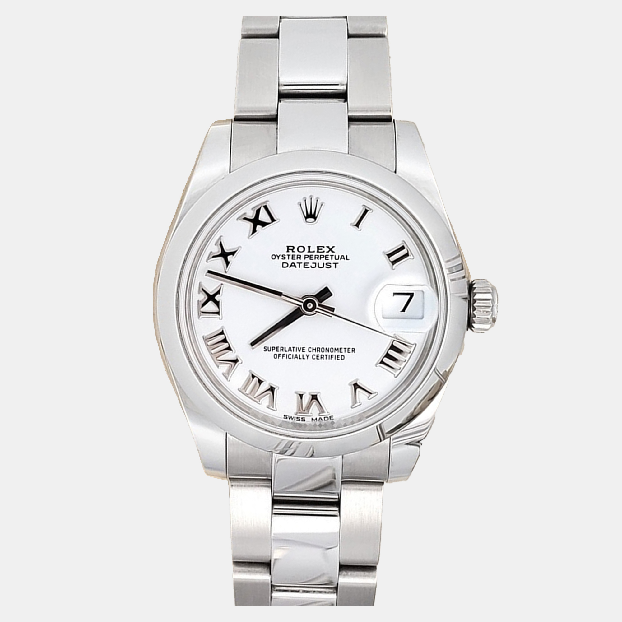 Pre-owned Rolex Datejust 178240 Automatic White Stainless Steel Women's Wristwatch 31 Mm