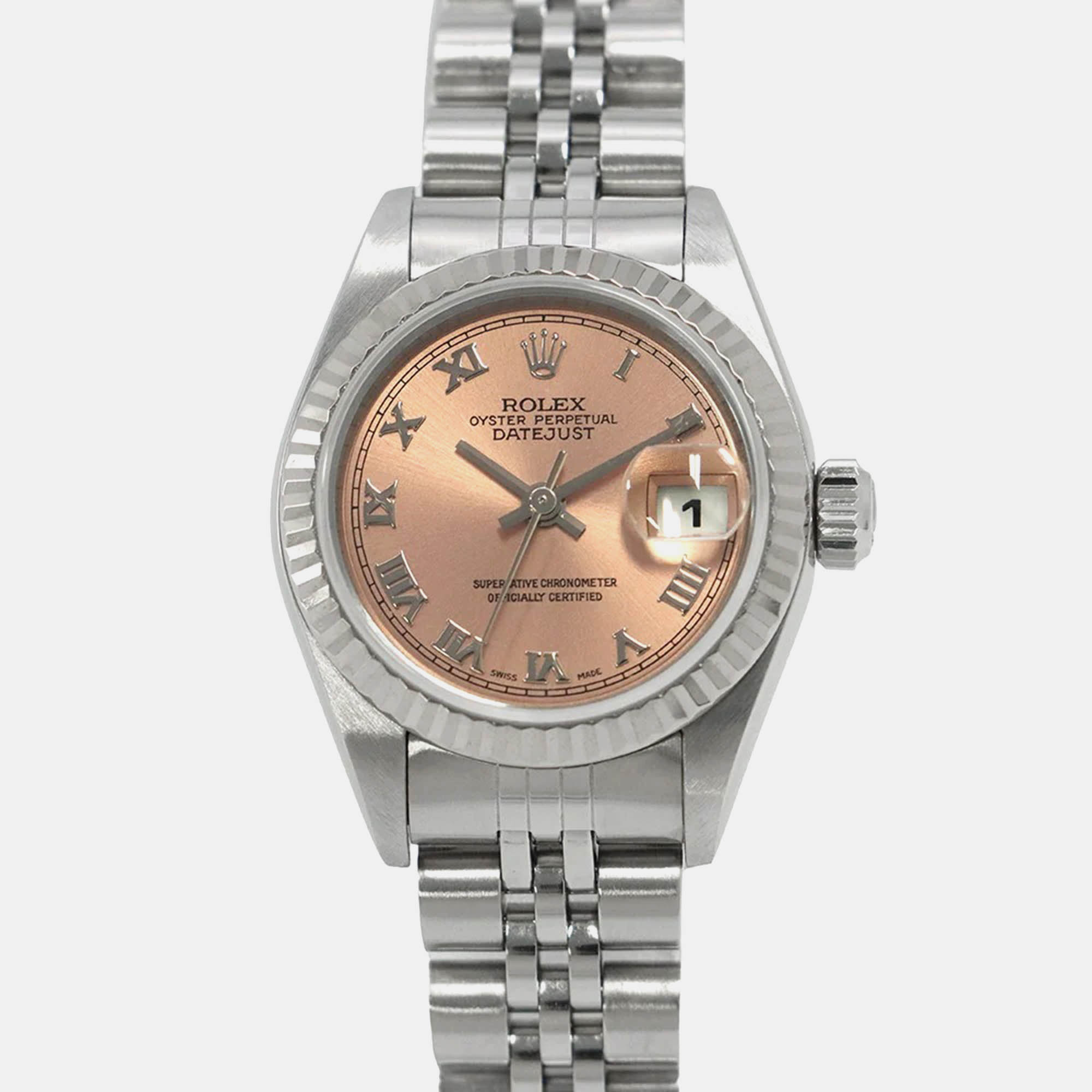 

Rolex Datejust 79174 Automatic Pink 18k White Gold Stainless Steel Women's Wristwatch 26 mm