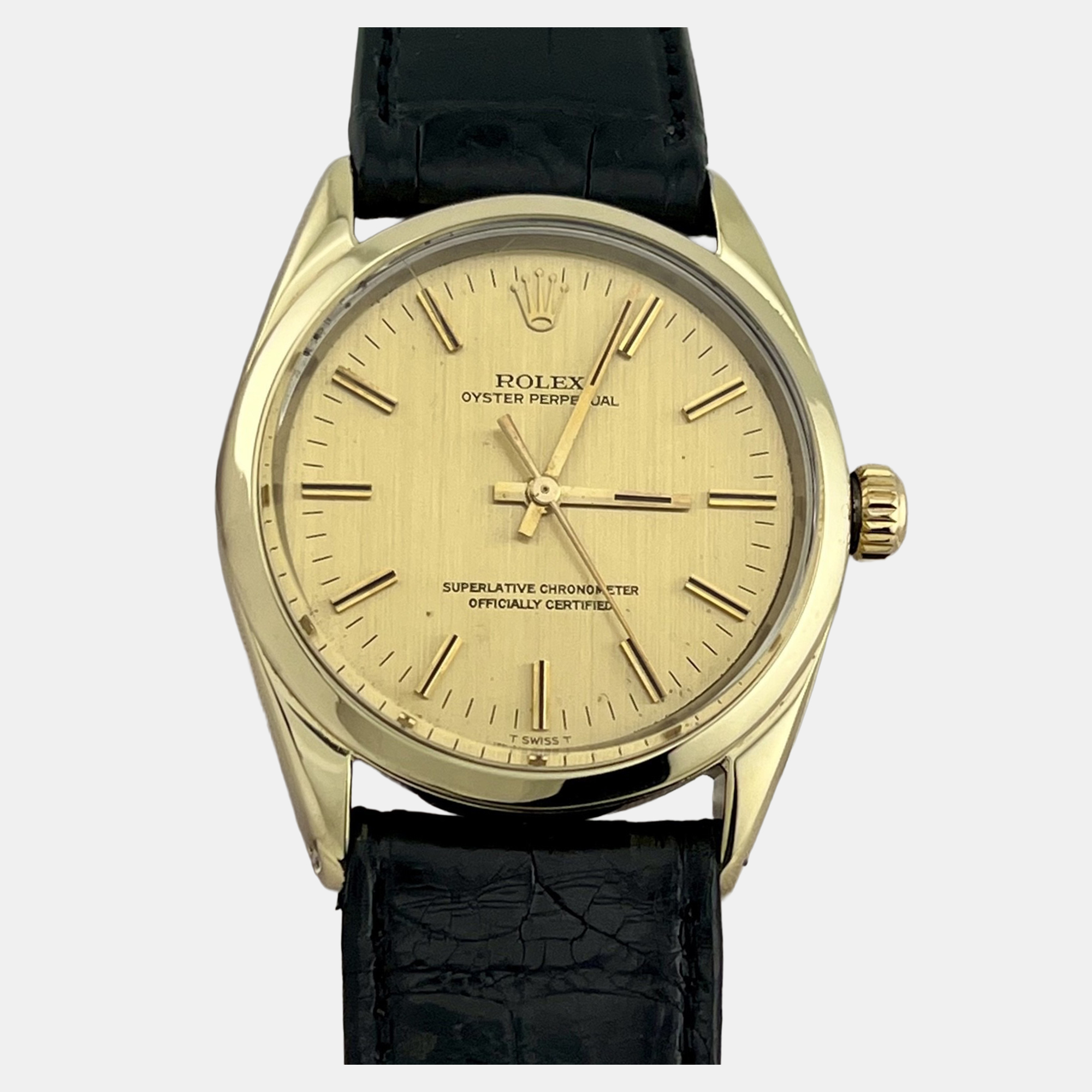 Rolex Oyster Perpetual 1024 Automatic Champagne 18k Yellow Gold Stainless Steel Women’s Wristwatch 34 mm