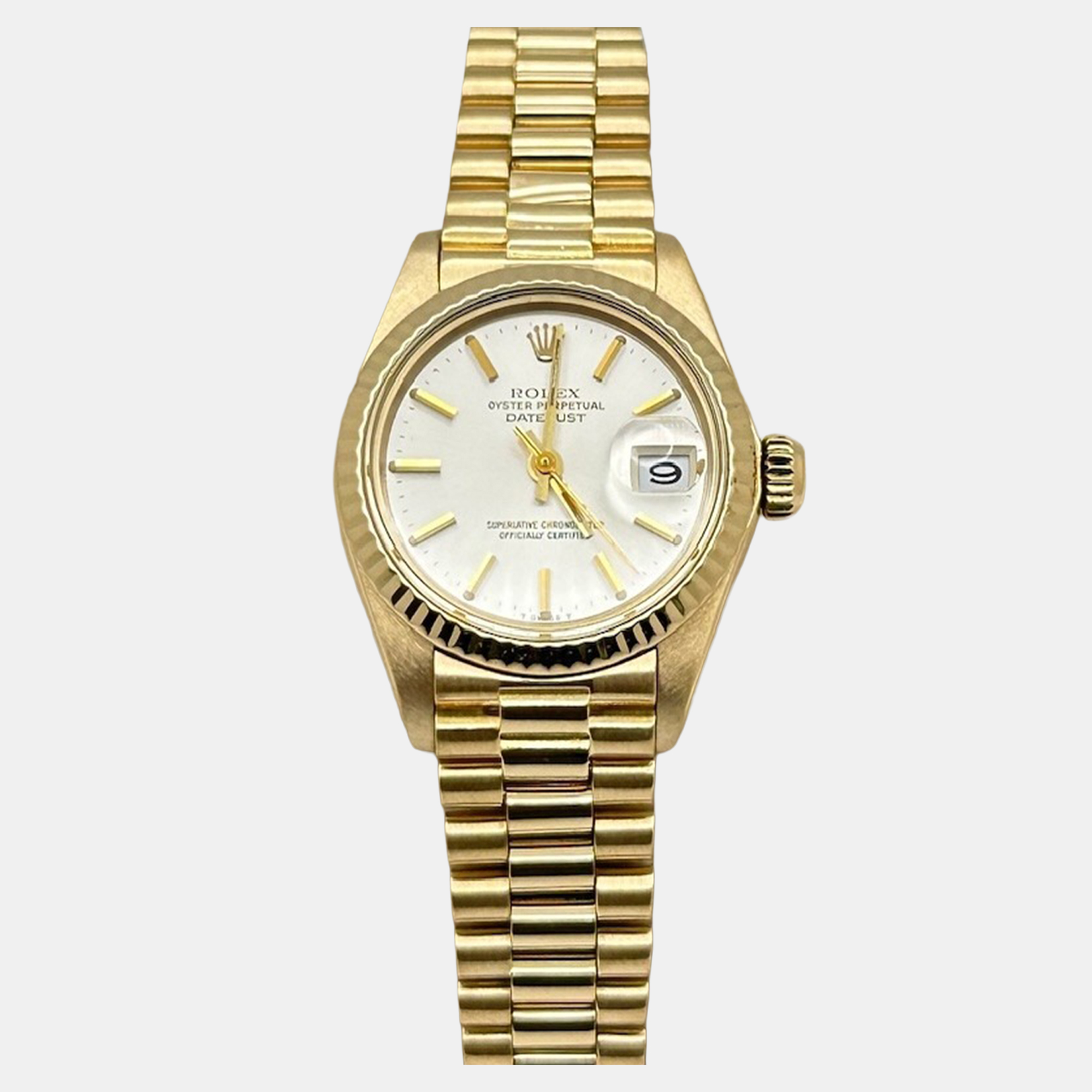 

Rolex President Datejust 6917 Automatic Silver 18k Yellow Gold Women's Wristwatch 26 mm
