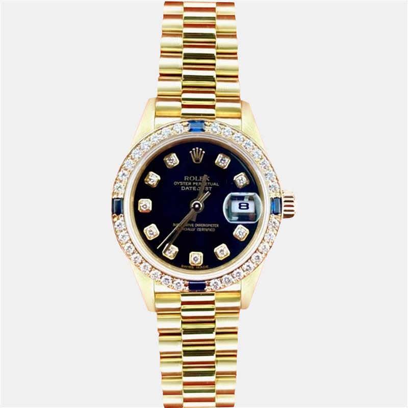 

Rolex President Datejust 79088 Automatic Diamond 18k Yellow Gold Women's Wristwatch 26 mm, Black