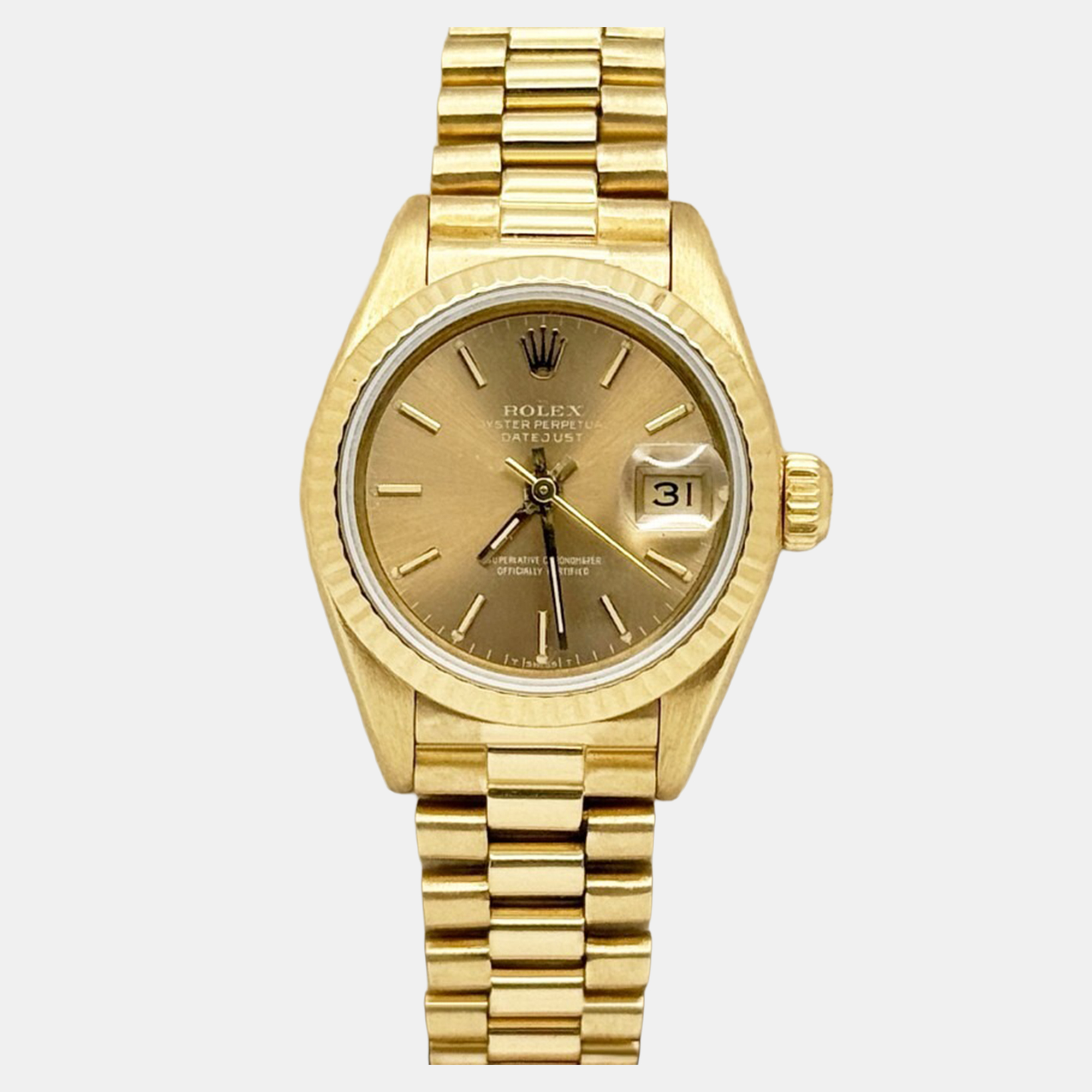 

Rolex President Datejust 69178 Automatic Champagne 18k Yellow Gold Women's Wristwatch 26 mm