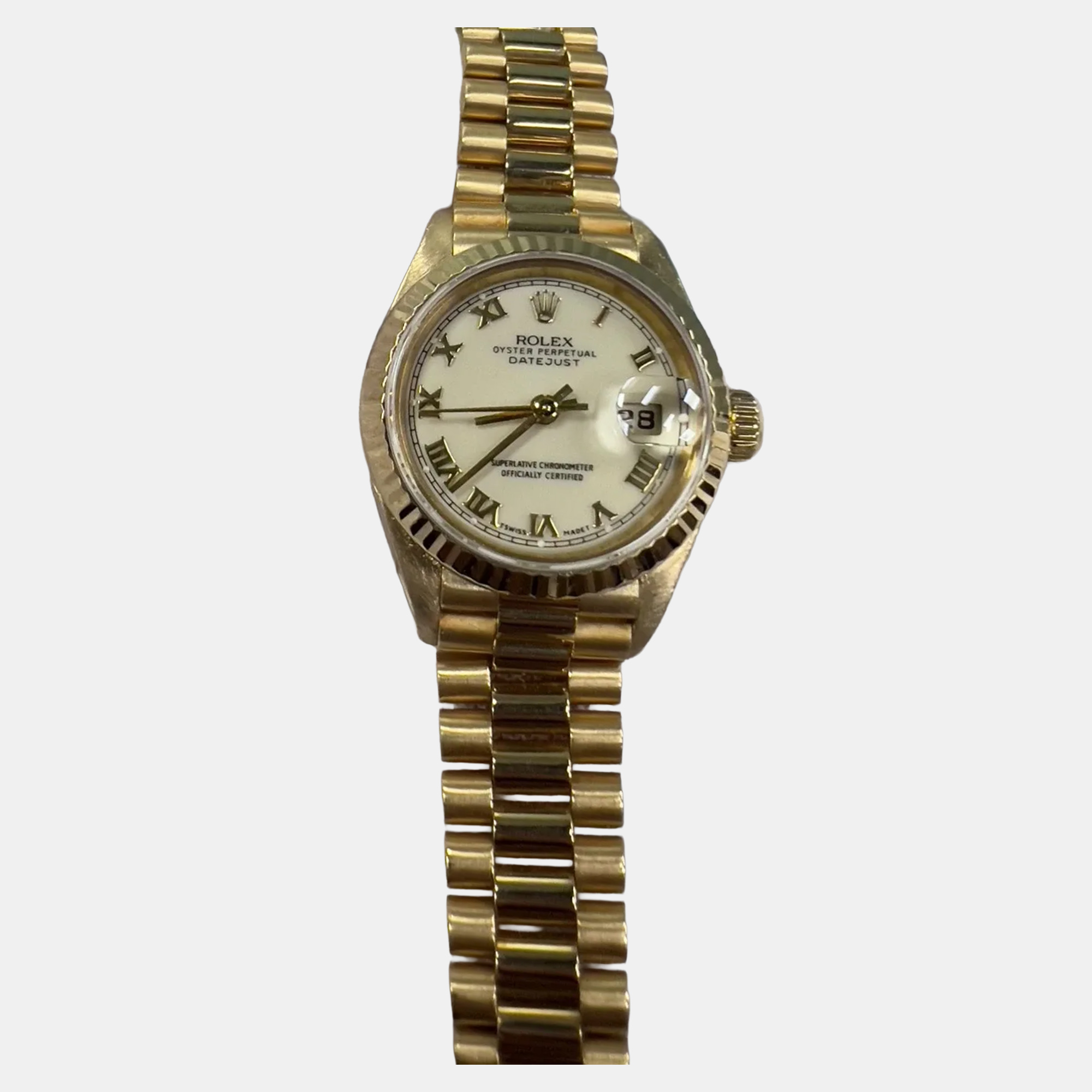 

Rolex President Datejust 79178 Automatic Cream 18k Yellow Gold Women's Wristwatch 26 mm