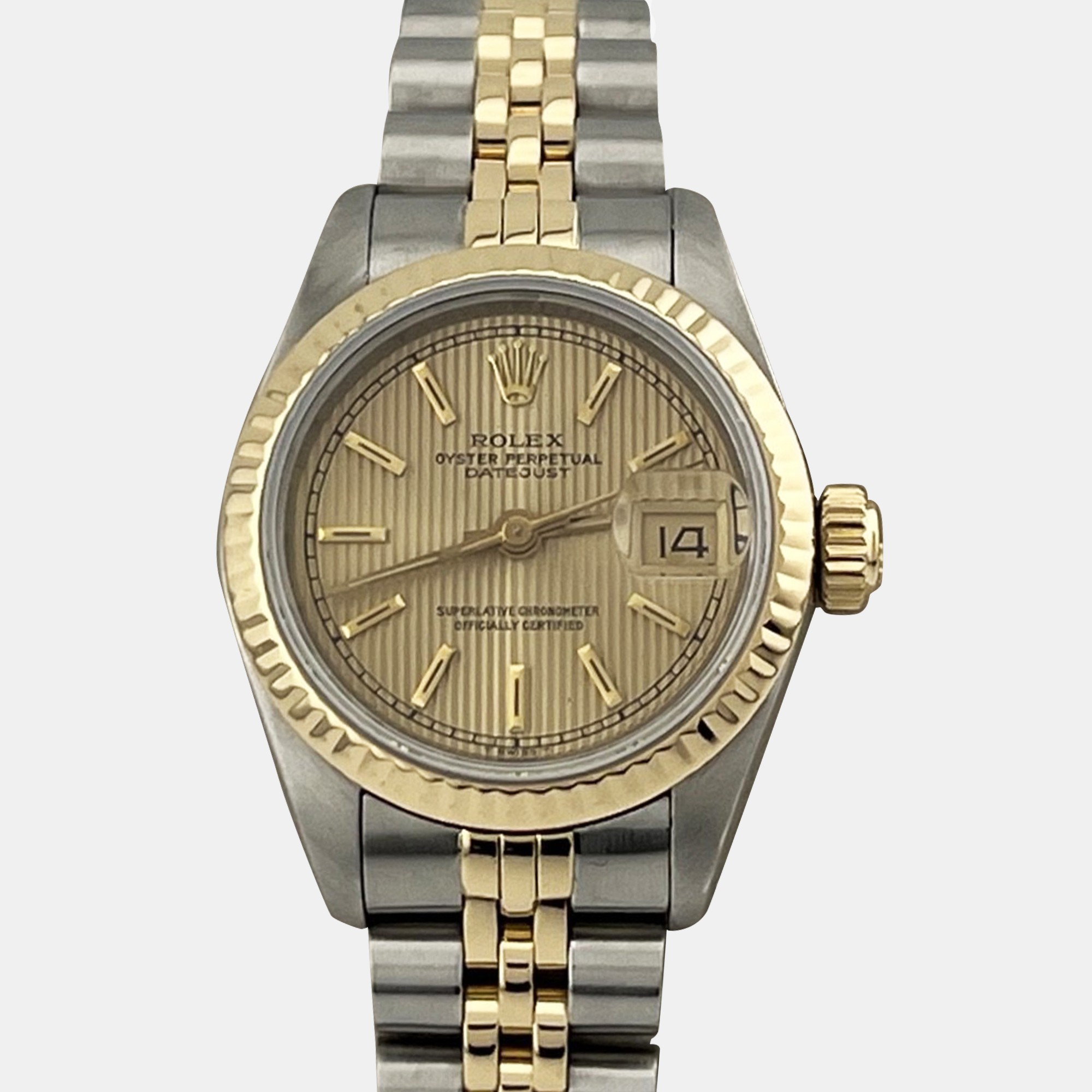 

Rolex Datejust 69173 Automatic Champagne 18K Yellow Gold Stainless Steel Women's Wristwatch 26 mm