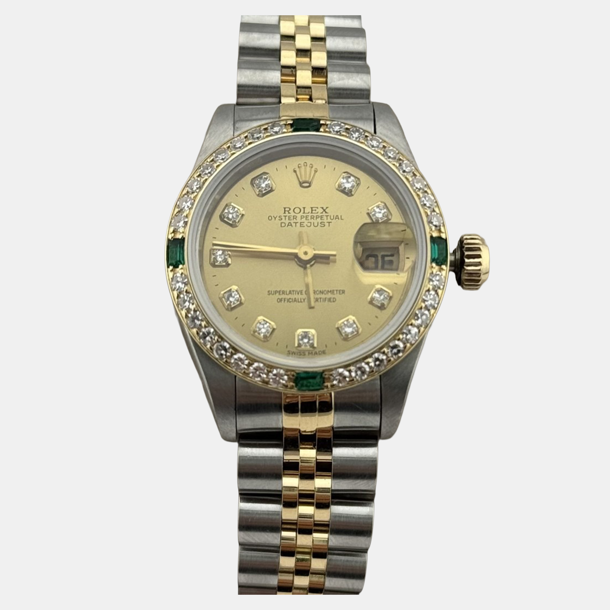 

Rolex Datejust 69173 Automatic Diamond Emerald 18K Yellow Gold Women's Wristwatch