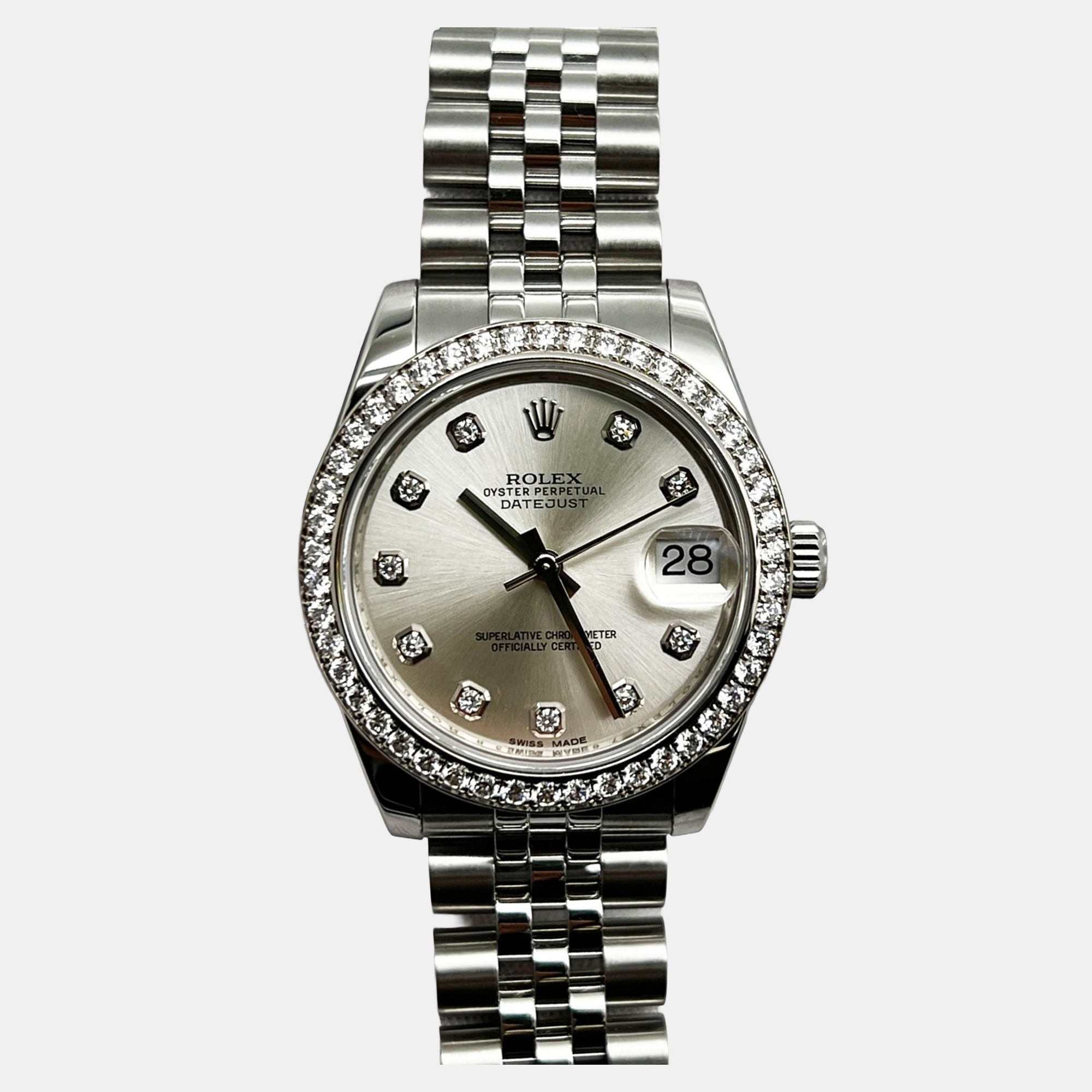 

Rolex Datejust Midsize 178384 Automatic Silver Diamond Stainless Steel Women's Wristwatch 31 mm