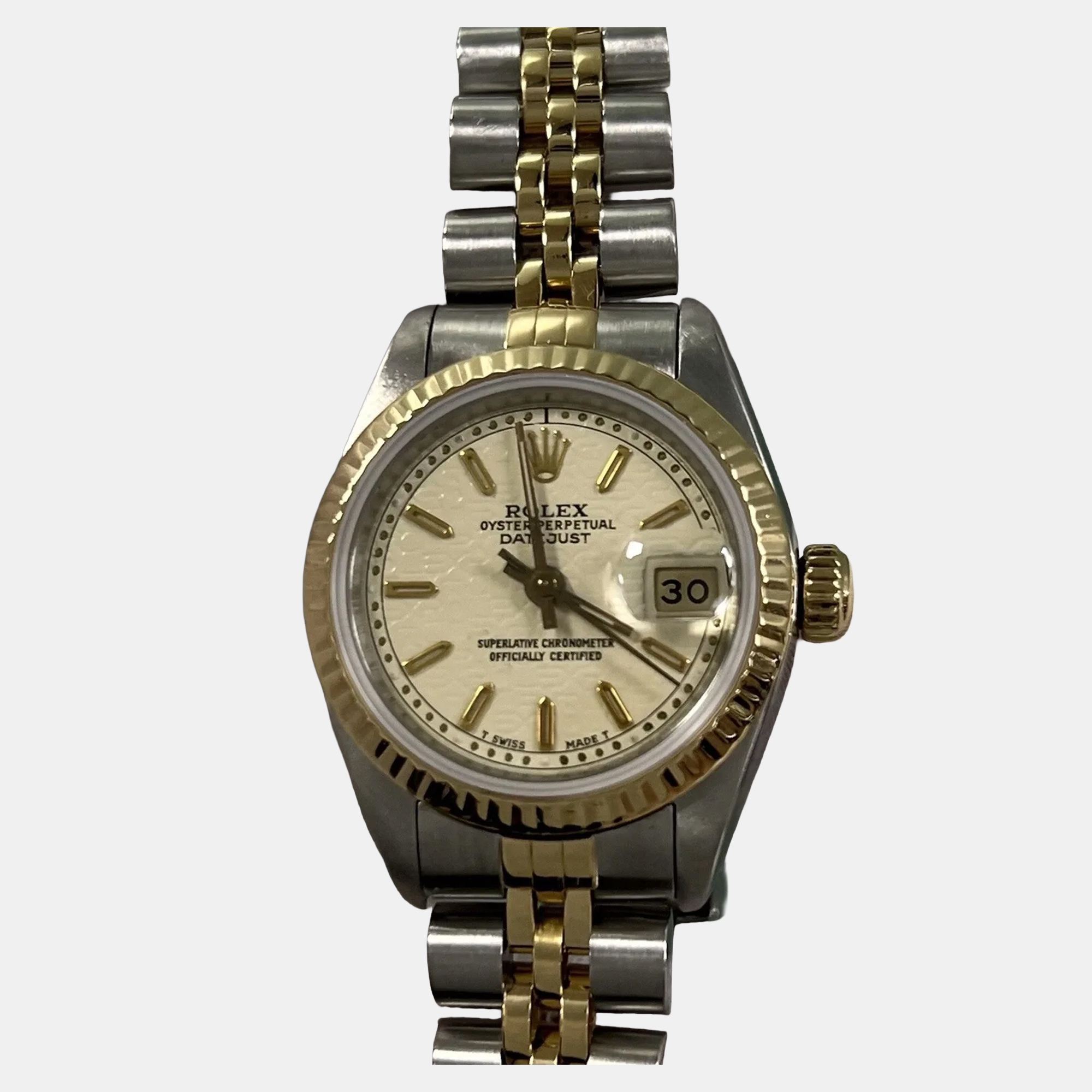 

Rolex Datejust 69173 Automatic Ivory 18K Yellow Gold Stainless Steel Women's Wristwatch 26 mm, White