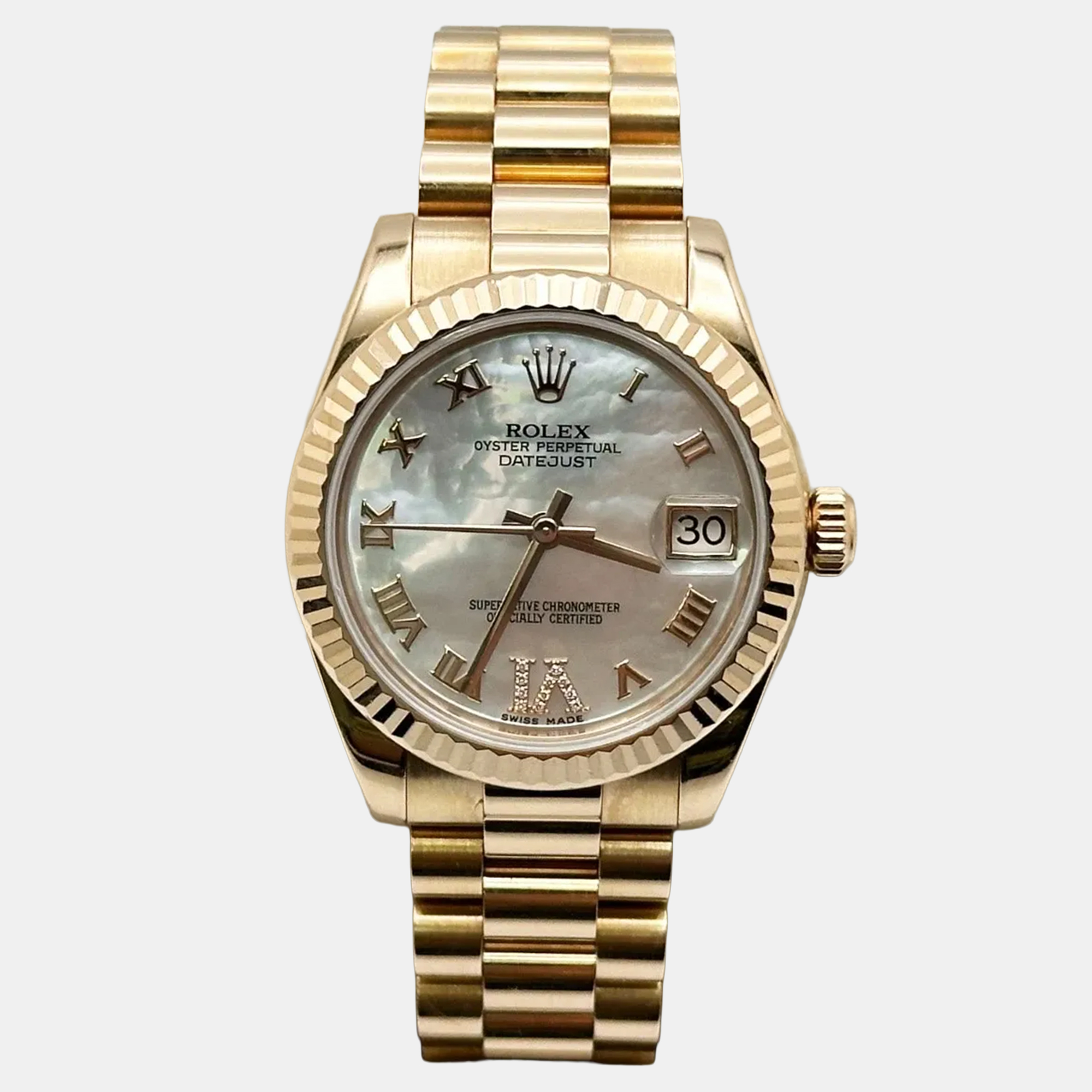 

Rolex President 178275 Automatic MOP Diamond 18K Rose Gold Women's Wristwatch 31 mm