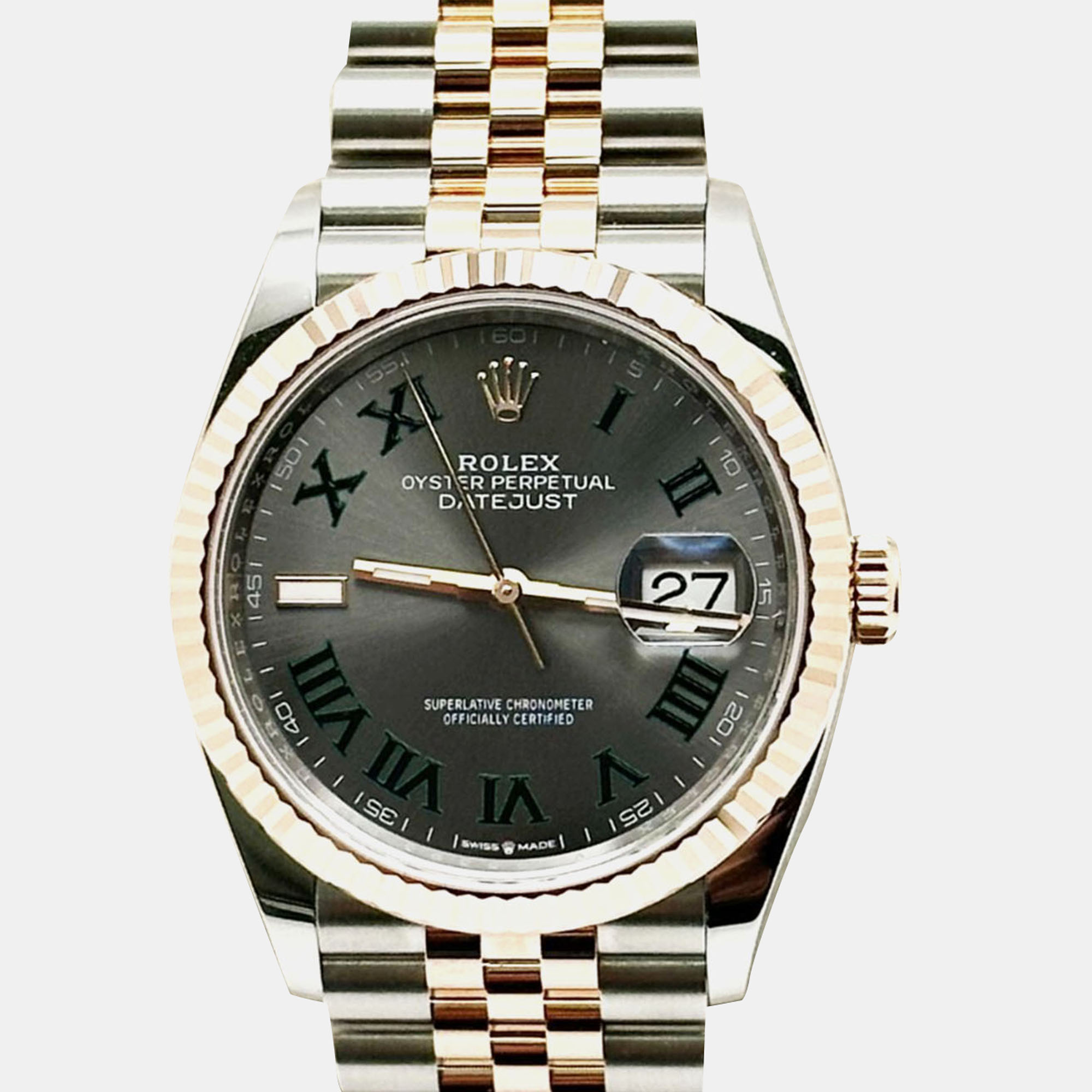 

Rolex Datejust 126231 Automatic Slate Wimbledon 18K Rose Gold Stainless Steel Women's Wristwatch 36 mm, Grey