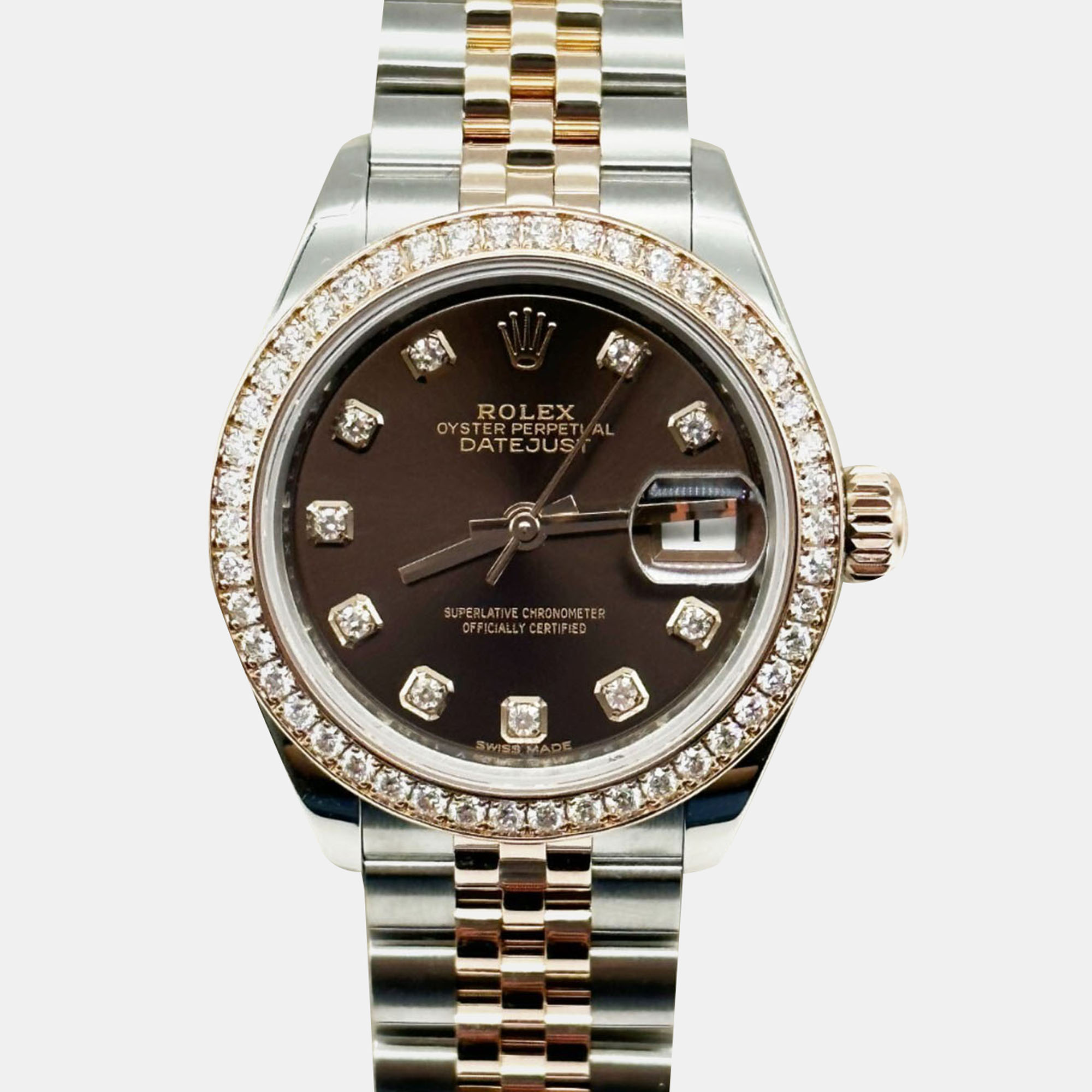 

Rolex Datejust 279381 Automatic Chocolate 18K Rose Gold Stainless Steel Women's Wristwatch 28 mm, Brown