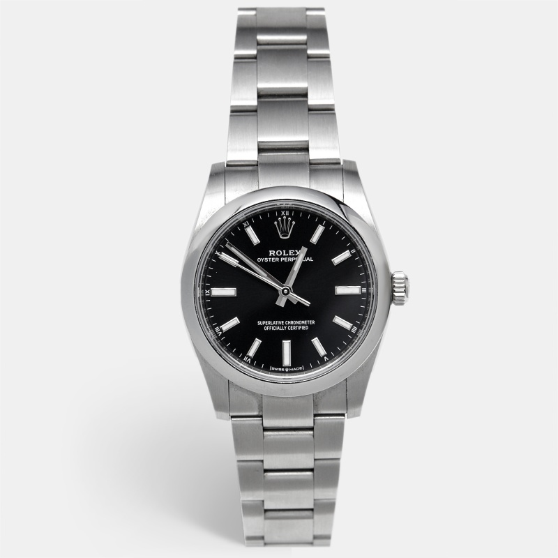 

Rolex Oyster Perpetual M124200-0010 Black Dial Oystersteel Women's Wristwatch, Silver