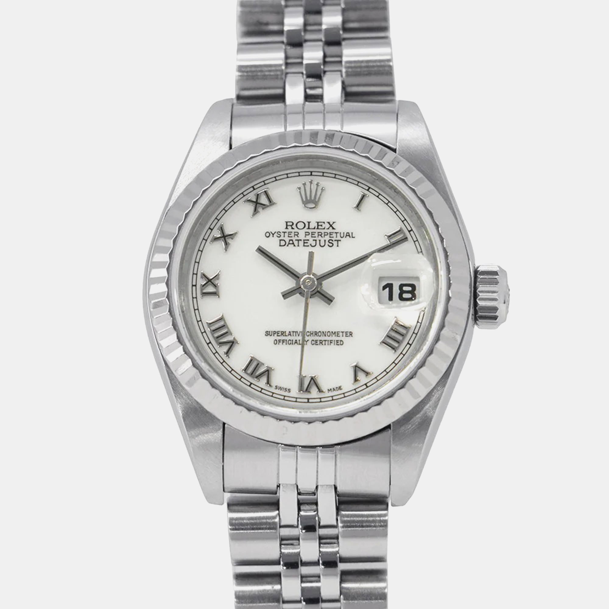 Rolex Datejust 79174 Automatic 18k White Gold Stainless Steel Women’s Wristwatch 26 mm