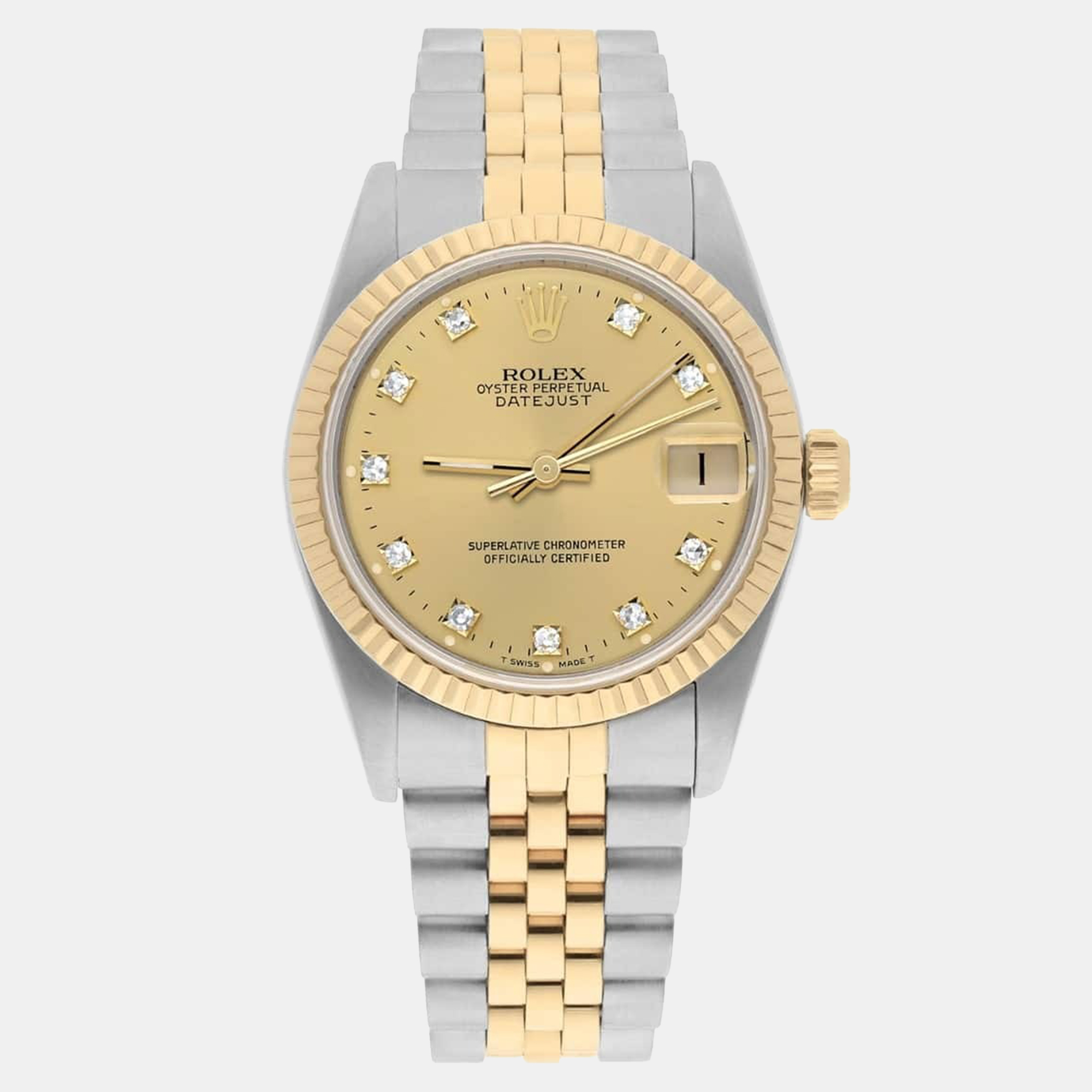 Pre-owned Rolex Datejust 68273 Automatic Gold Stainless Steel & 18k Yellow Gold Women's Watch 31 Mm