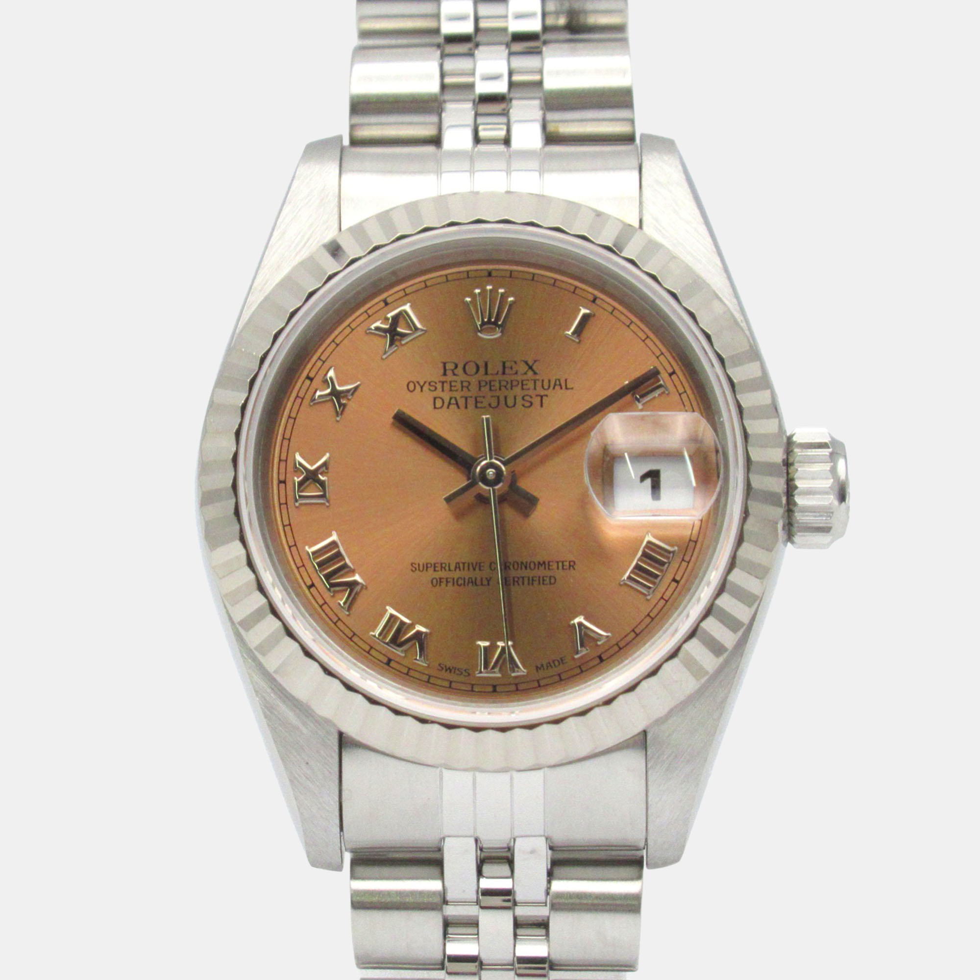 

Rolex Datejust 69174 Automatic Pink 18k White Gold Stainless Steel Women's Wristwatch 26 mm