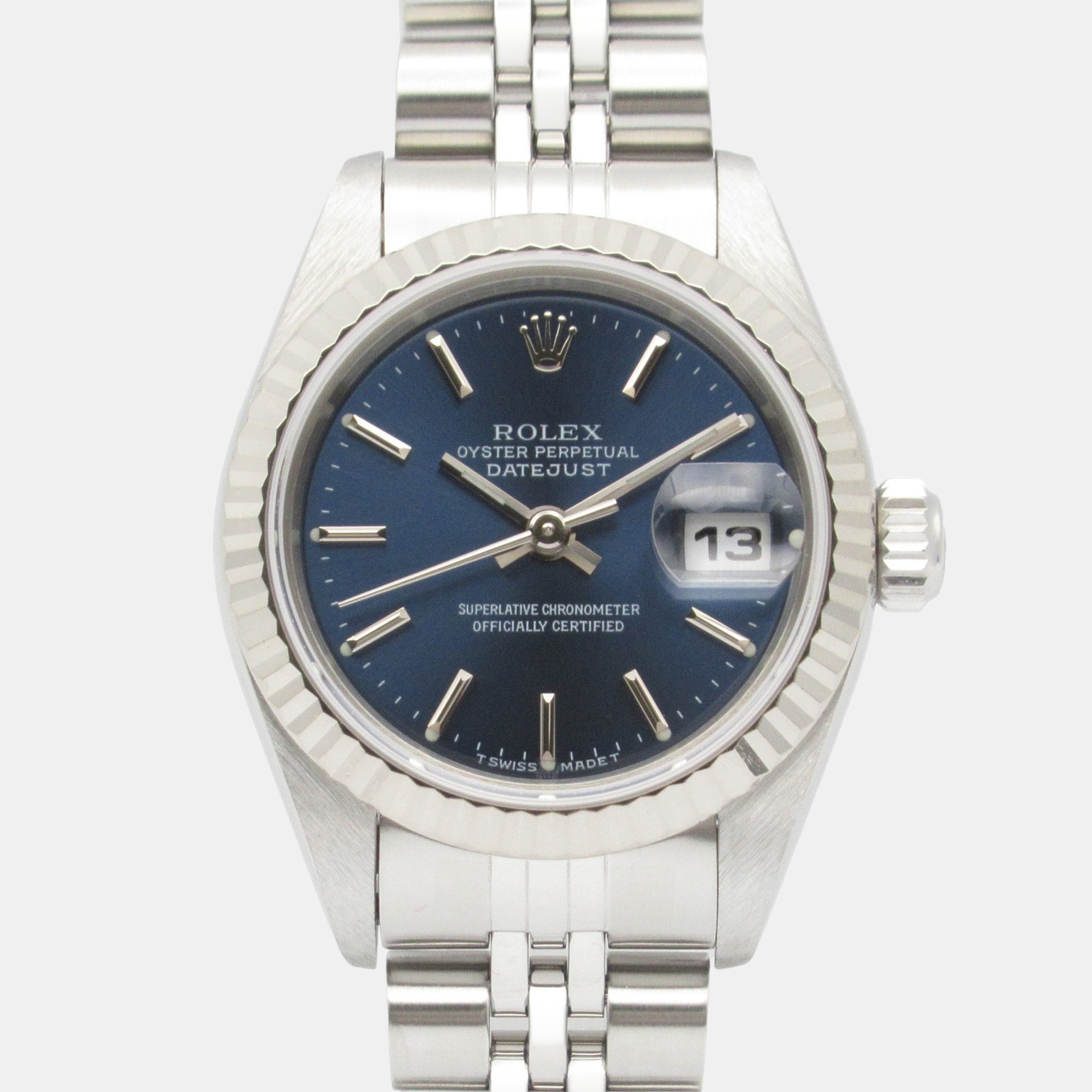 

Rolex Datejust 79174 Automatic Blue 18k White Gold Stainless Steel Women's Wristwatch 26 mm