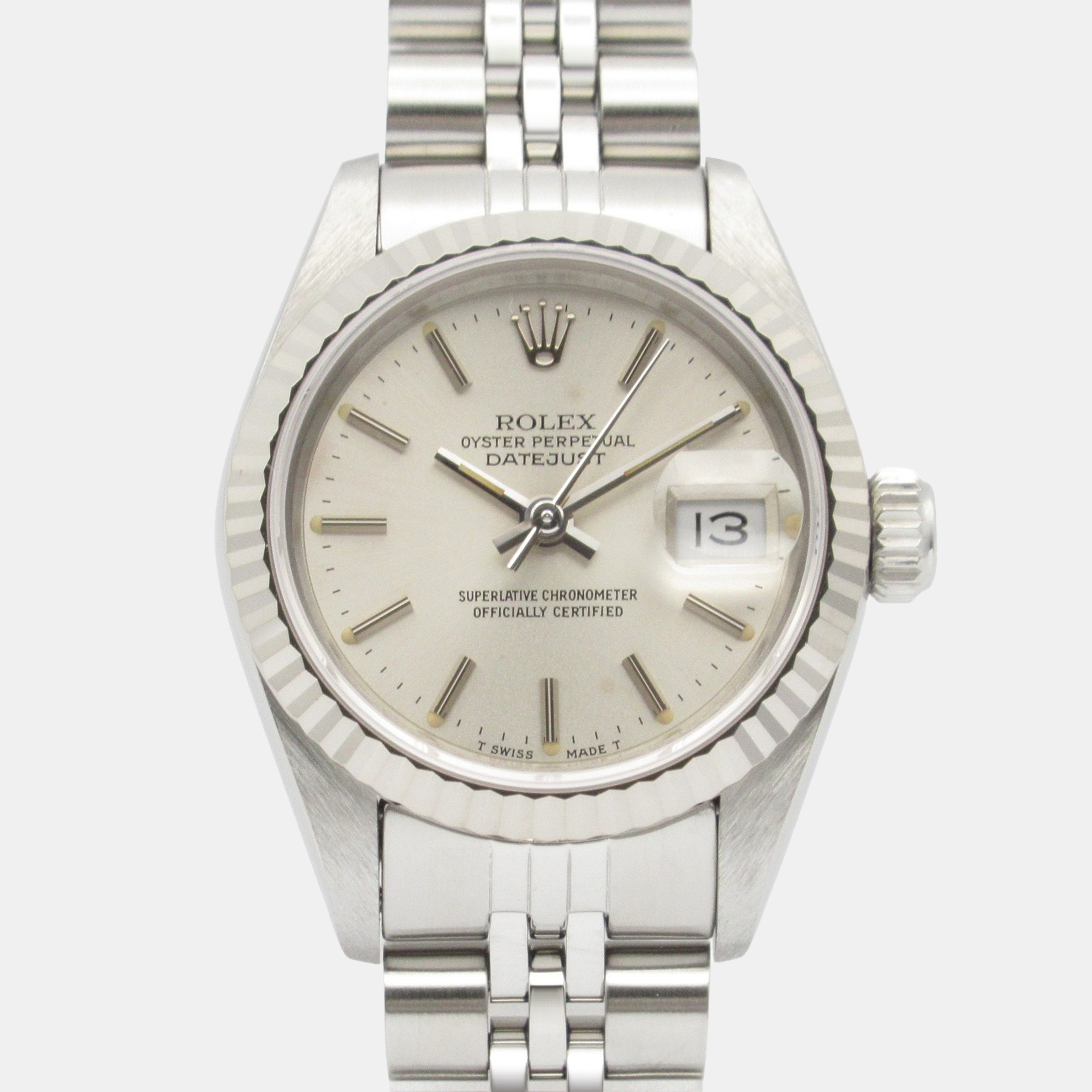 

Rolex Datejust 69174 Automatic Silver 18k White Gold Stainless Steel Women's Wristwatch 25.5 mm