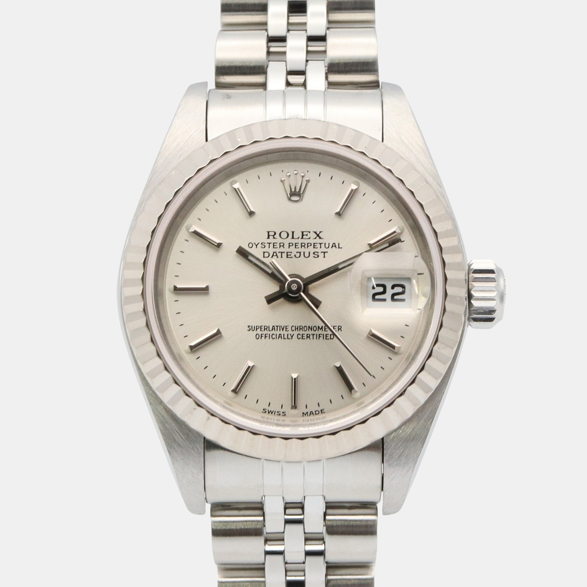 Rolex Datejust 79174 Automatic Silver 18k White Gold Stainless Steel Women’s Wristwatch 26 mm