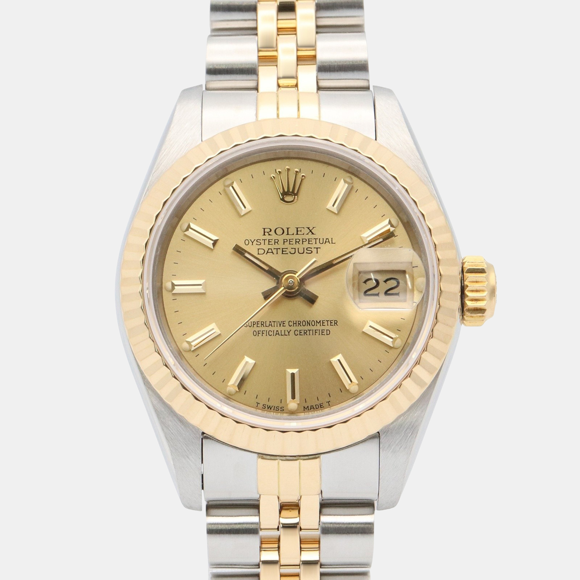 

Rolex Datejust 69173 Automatic Champagne 18k Yellow Gold Stainless Steel Women's Wristwatch 26 mm