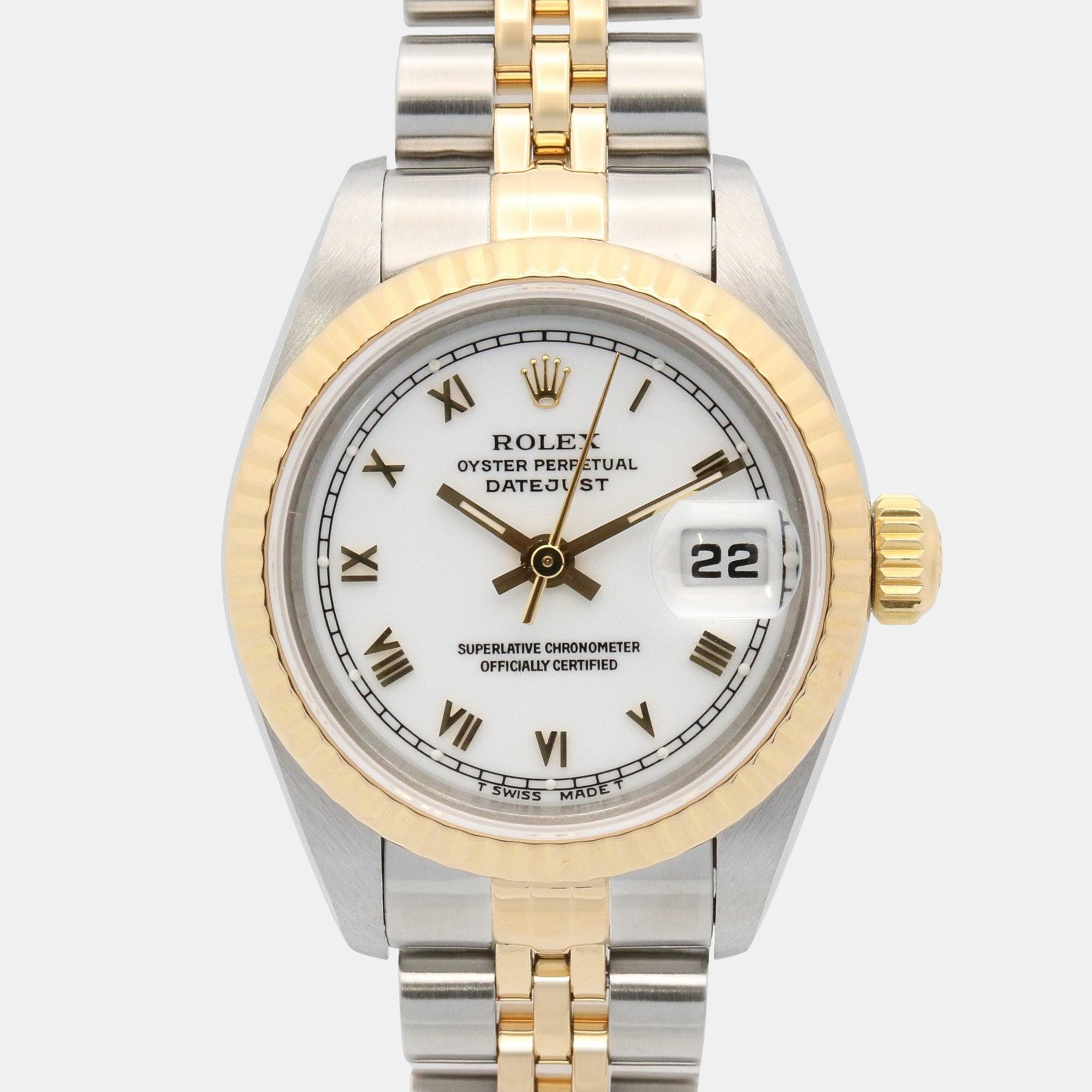 

Rolex Datejust 69173 Automatic White 18k Yellow Gold Stainless Steel Women's Wristwatch 26 mm