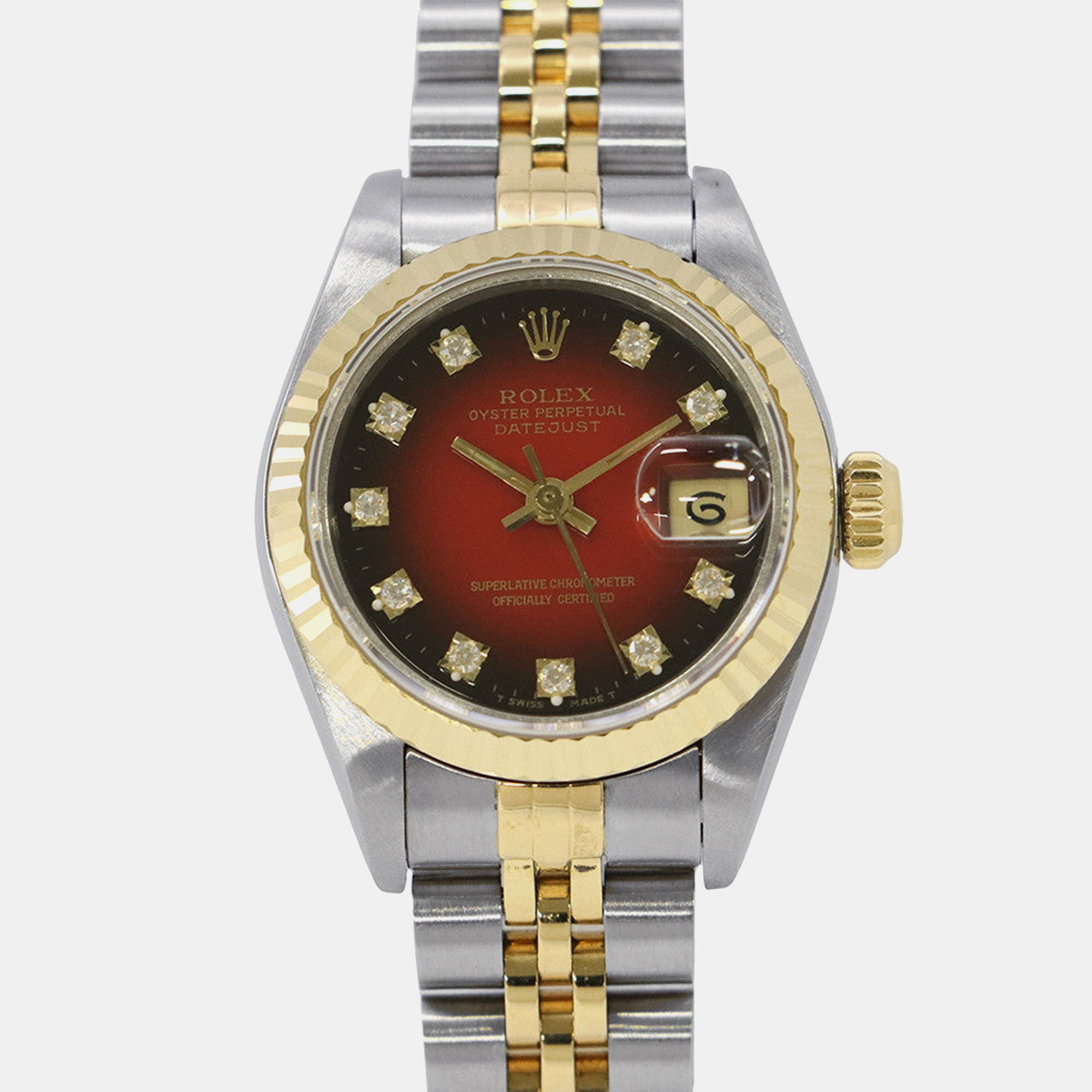 

Rolex Datejust 69173G Quartz Cherry Gradation Stainless Steel Women’s Wristwatch 26 mm, Red