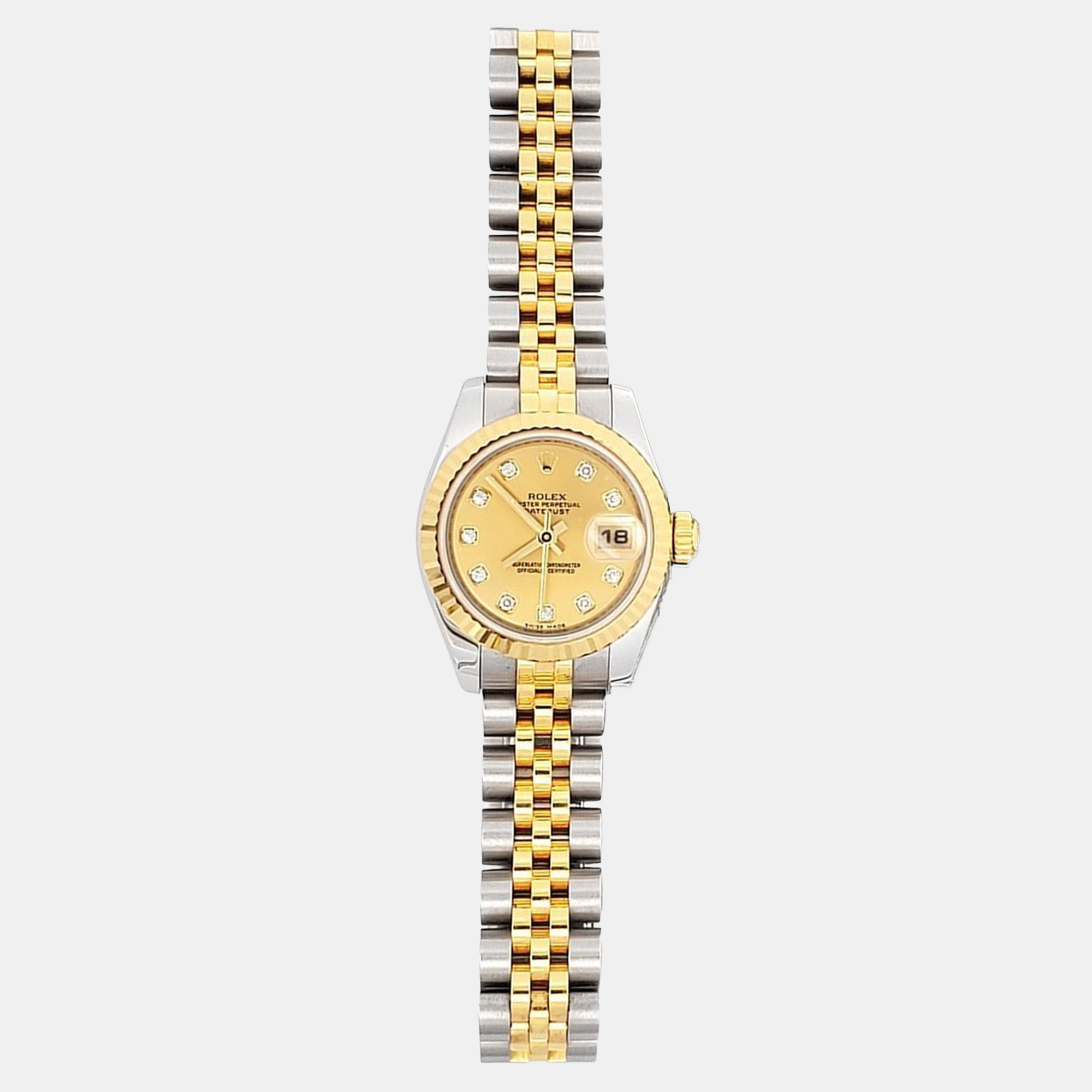 

Rolex Datejust 179173 Automatic Champagne Diamond 18k Yellow Gold Stainless Steel Women's Wristwatch 26 mm