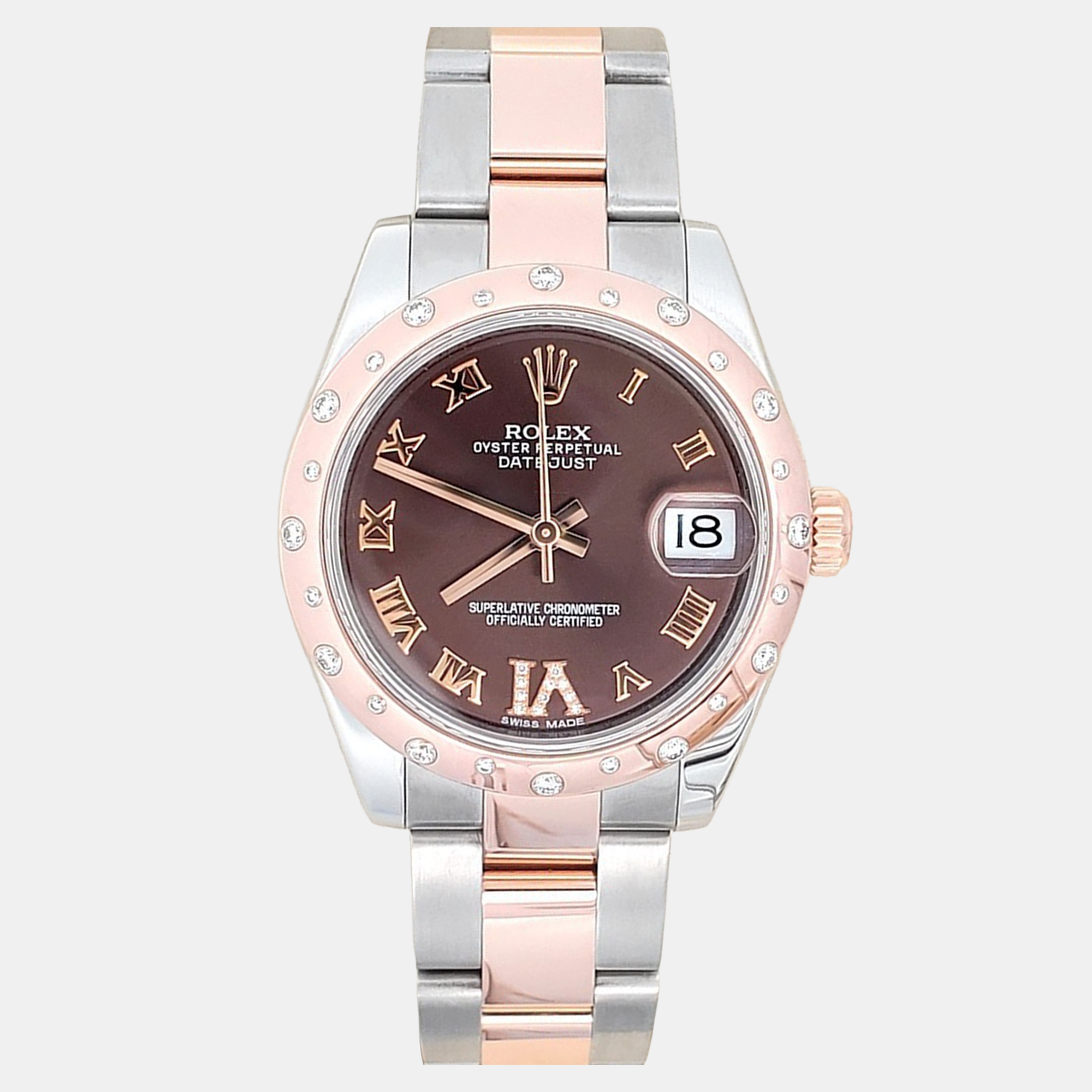 

Rolex Datejust 178341 Automatic Diamond Chocolate 18k Rose Gold Stainless Steel Women's Wristwatch 31 mm, Brown