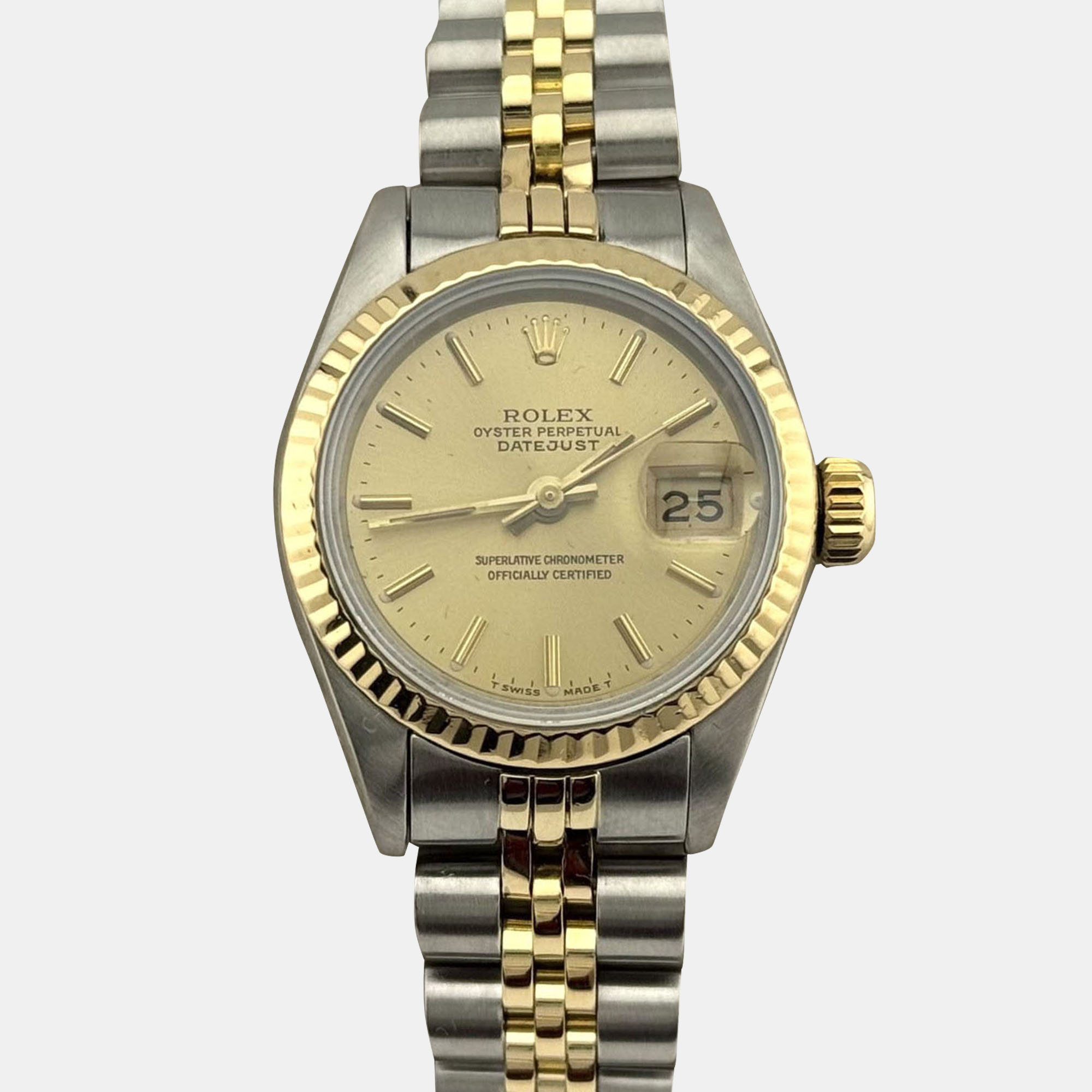 

Rolex Datejust 69173 Automatic Champagne Dial 18K Yellow Gold Stainless Steel Women's Wristwatch 26 mm