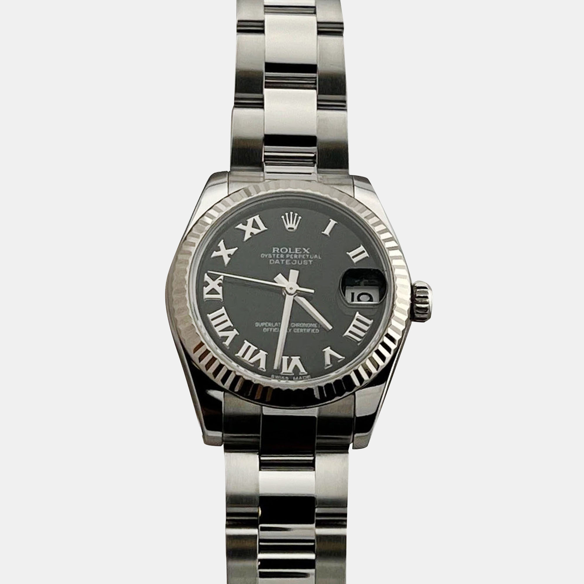 

Rolex Datejust 178274 Automatic Black Roman Dial Stainless Steel 18k White Gold Women's Wristwatch
