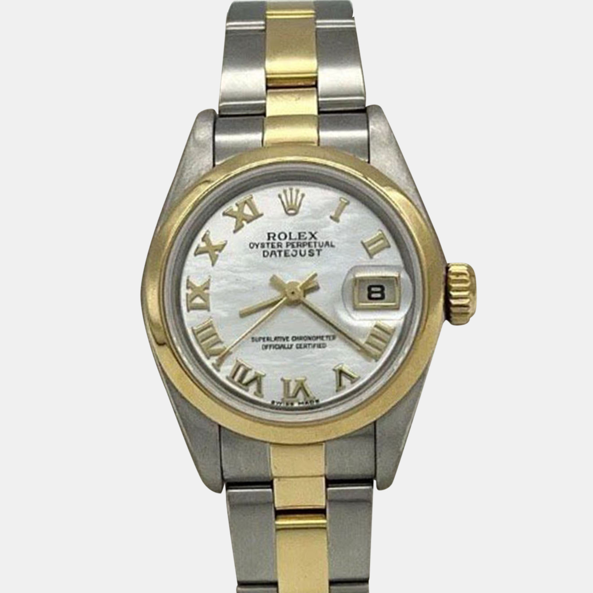 

Rolex Datejust 79163 Automatic Mother of Pearl Dial 18K Yellow Gold Stainless Steel Women's Wristwatch, White