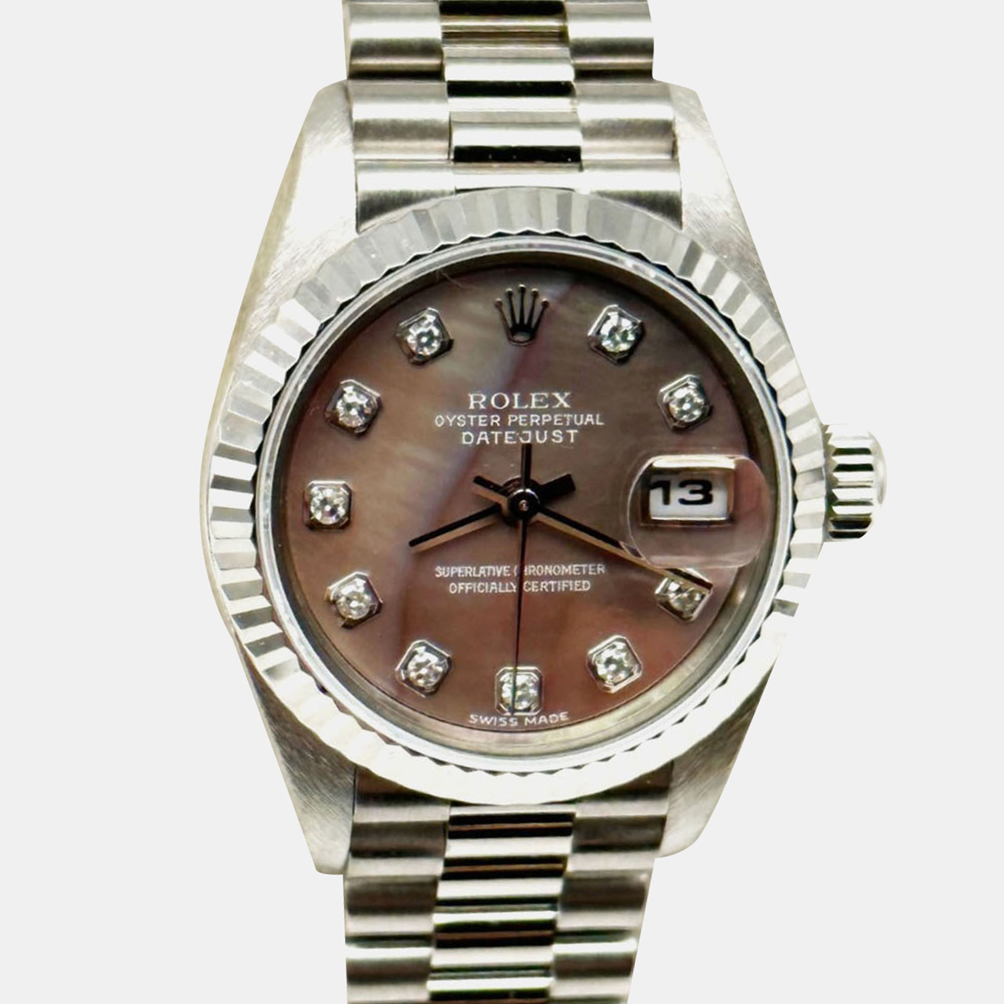 

Rolex Datejust 79179 Automatic Silver diamonds 18k White Gold Women's Wristwatch 26 mm