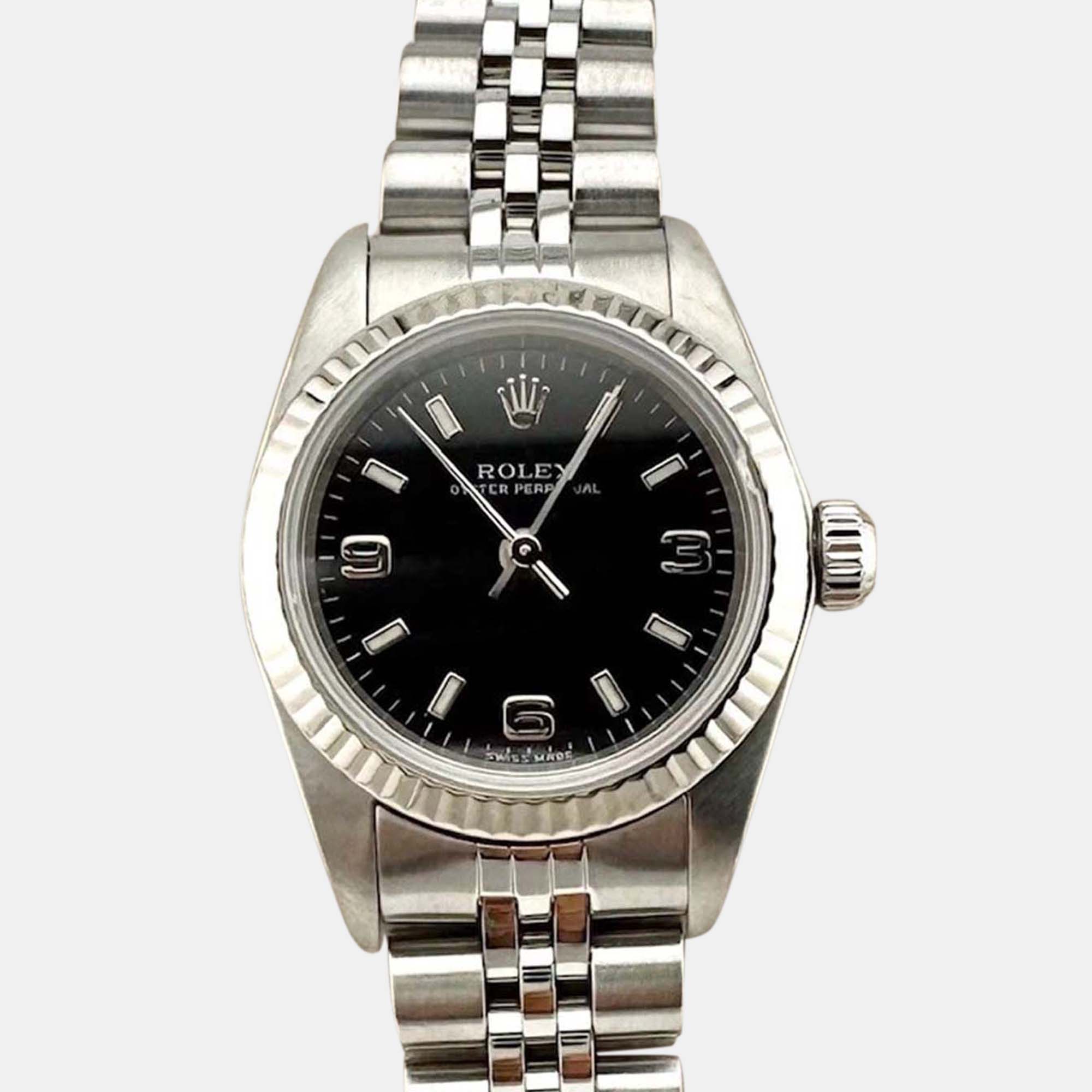 

Rolex Oyster Perpetual 76094 Automatic Black Stainless Steel Women's Wristwatch 24 mm
