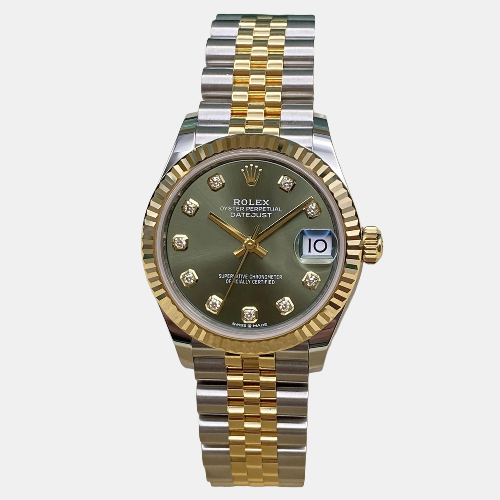

Rolex Datejust 278273 Automatic Green Diamond Dial Stainless Steel 18k Yellow Gold Women's Wristwatch