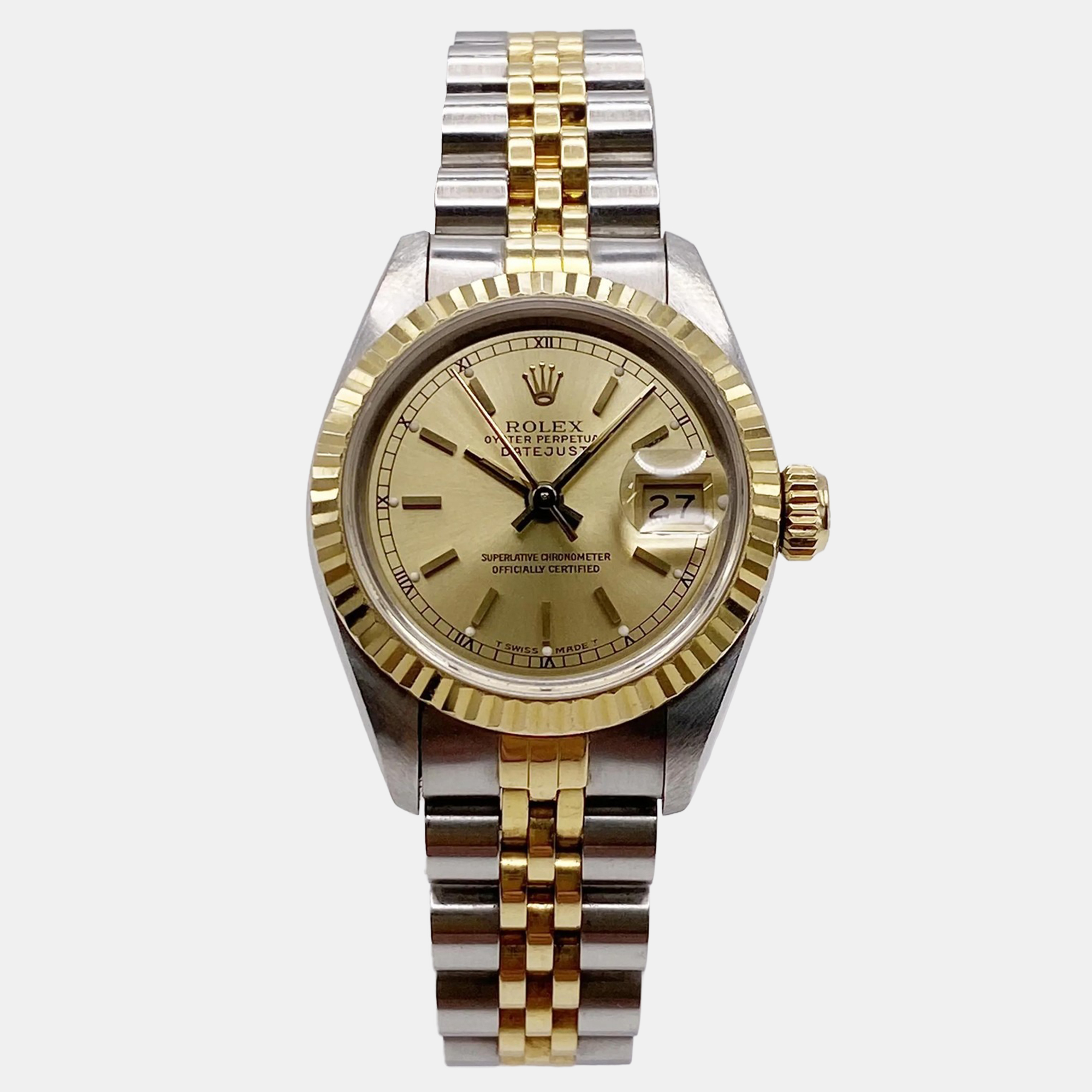 

Rolex Datejust 69173 Automatic Champagne Dial Stainless Steel 18k Yellow Gold Women's Wristwatch