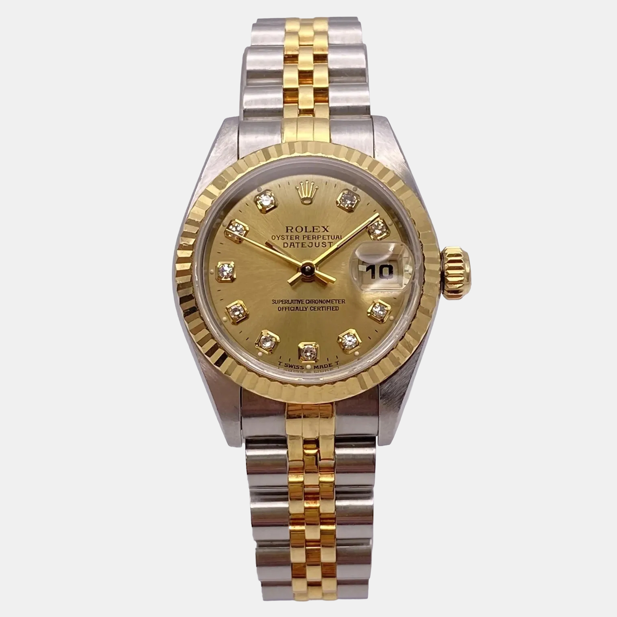 

Rolex Datejust 69173 Automatic Diamond Dial Stainless Steel 18k Yellow Gold Women's Wristwatch