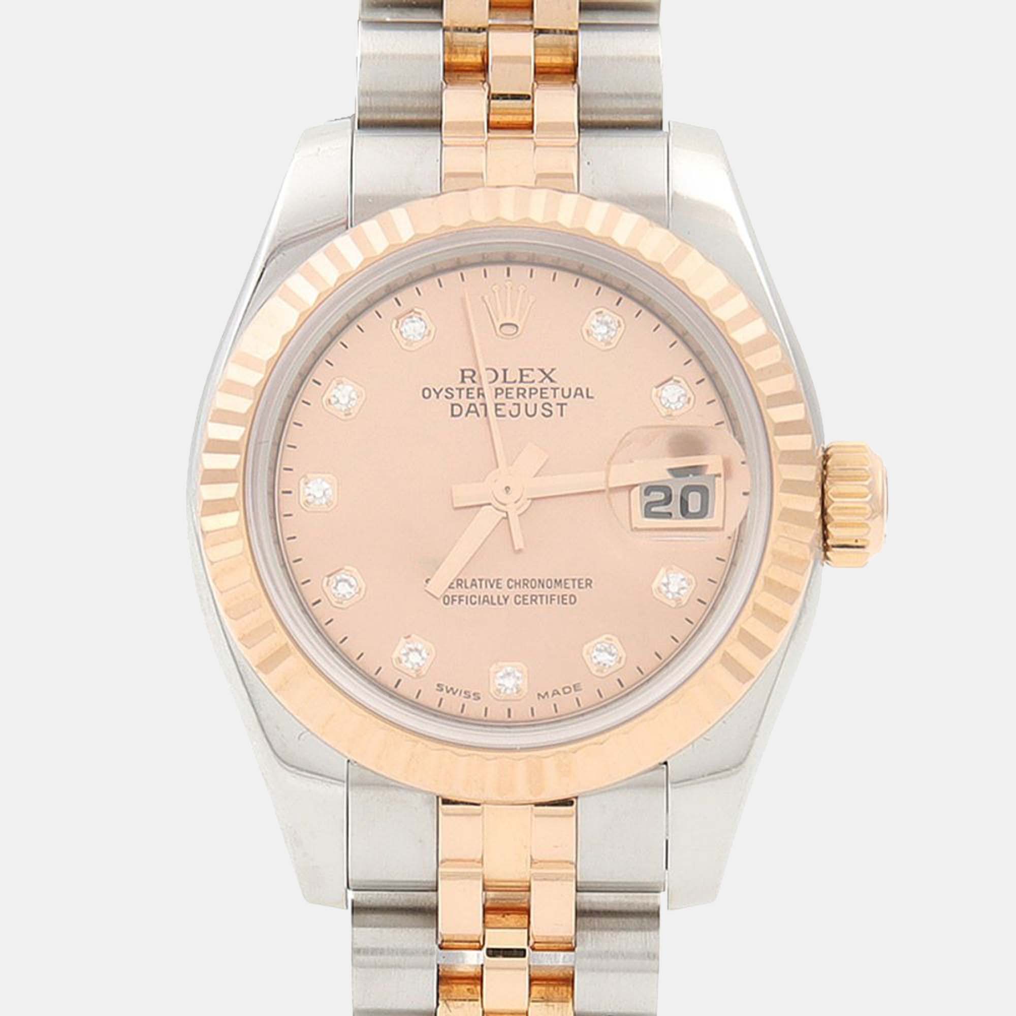 

Rolex Datejust 179171 Automatic Gold Diamonds 18K Rose Gold Stainless Steel Women's Wristwatch
