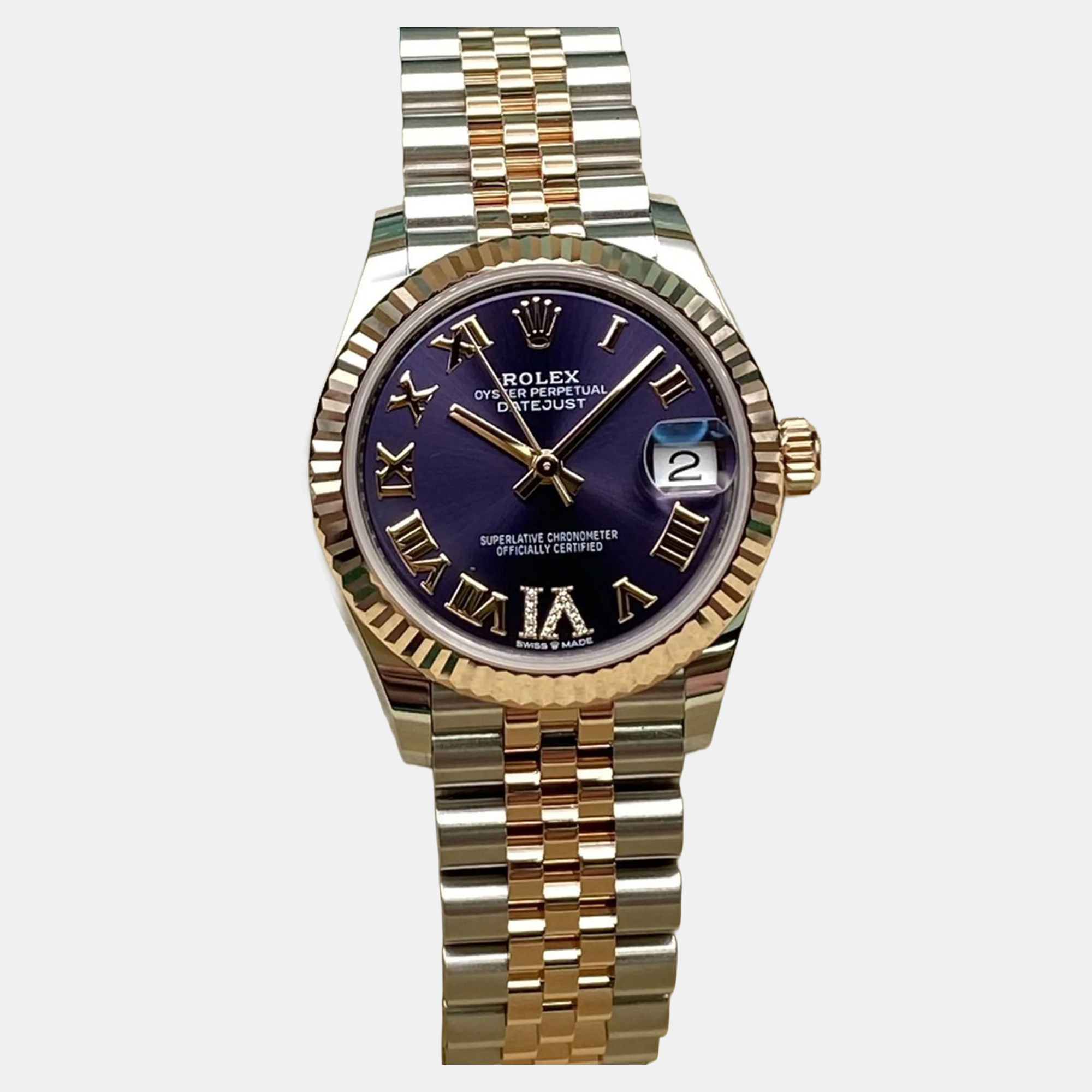 

Rolex Datejust 278271 Automatic Aubergine Dial 18K Rose Gold Stainless Steel Women's Wristwatch 31 mm, Purple