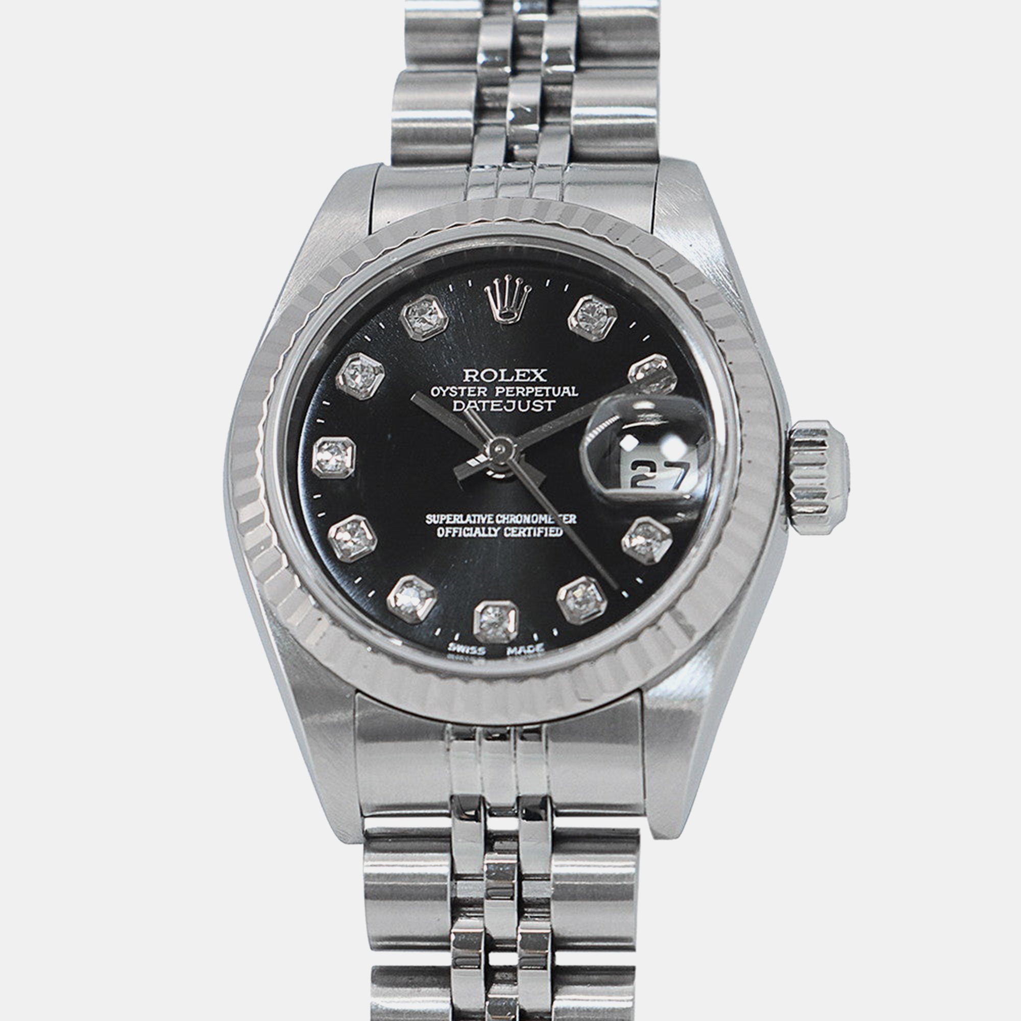

Rolex Datejust 79174 Automatic Black 18k White Gold Stainless Steel Women's Wristwatch 26 mm