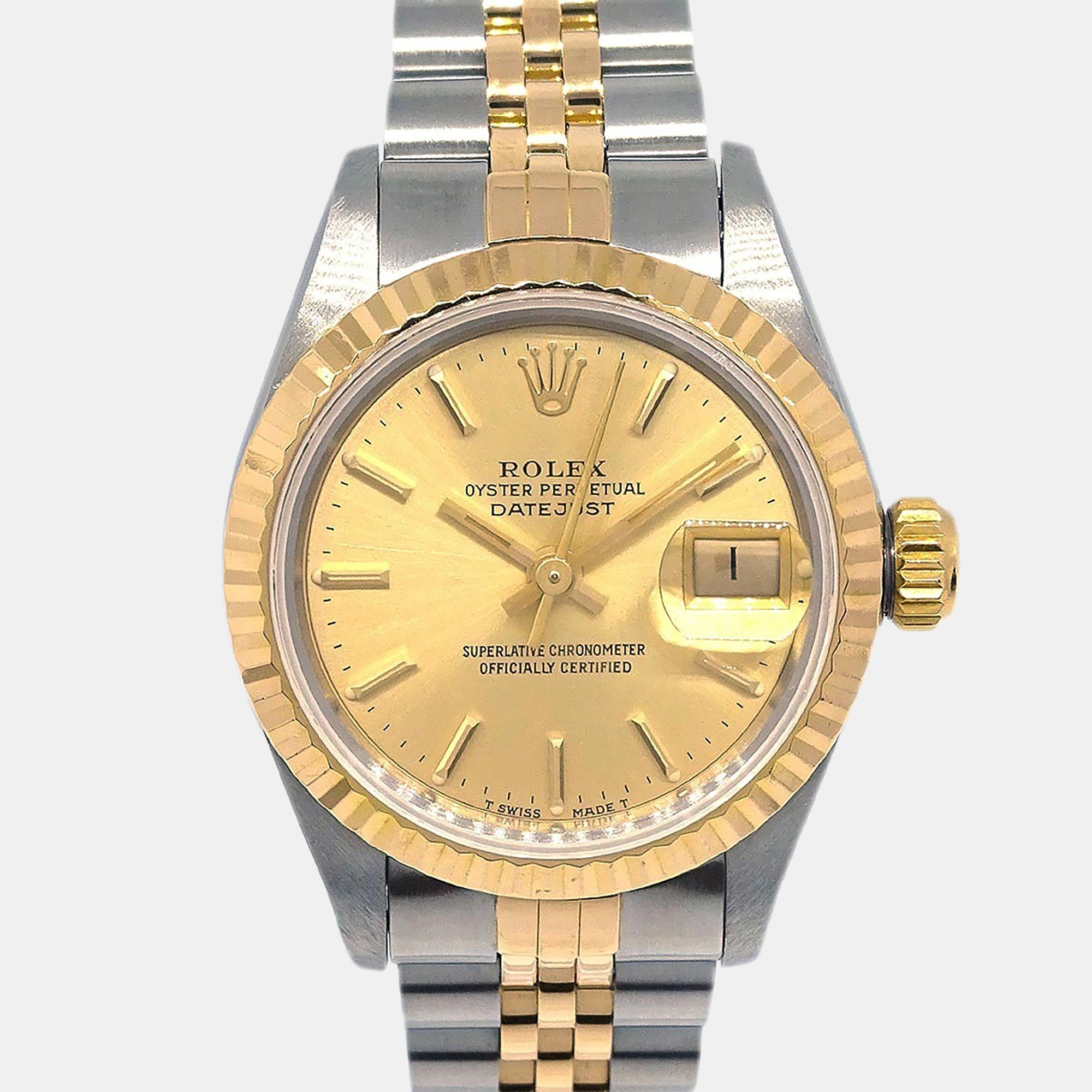 

Rolex Datejust 69173 Automatic Champagne 18k Yellow Gold Stainless Steel Women's Wristwatch 26 mm