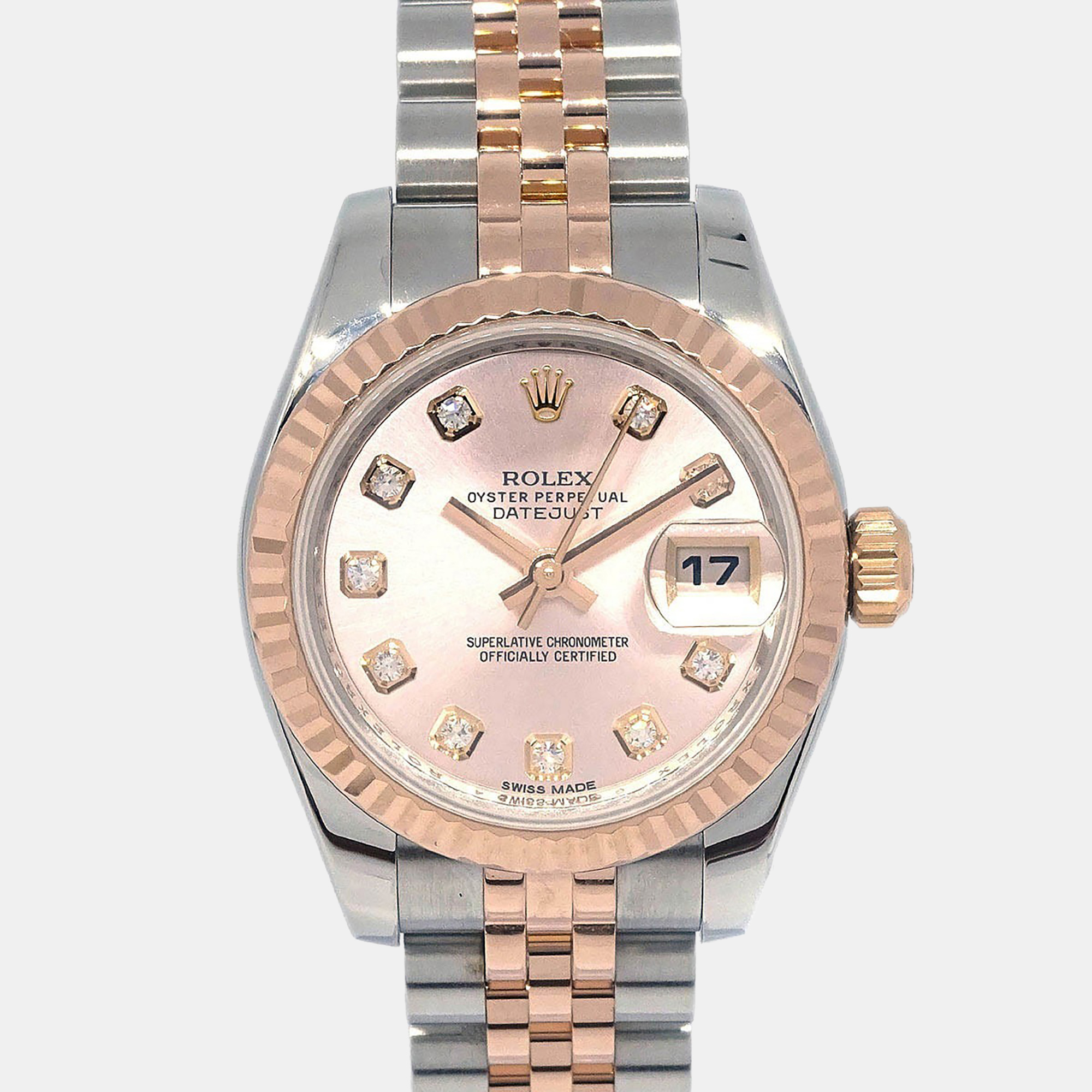 

Rolex Datejust 179171 Automatic Pink 18k Rose Gold Diamond Stainless Steel Women's Wristwatch 26 mm