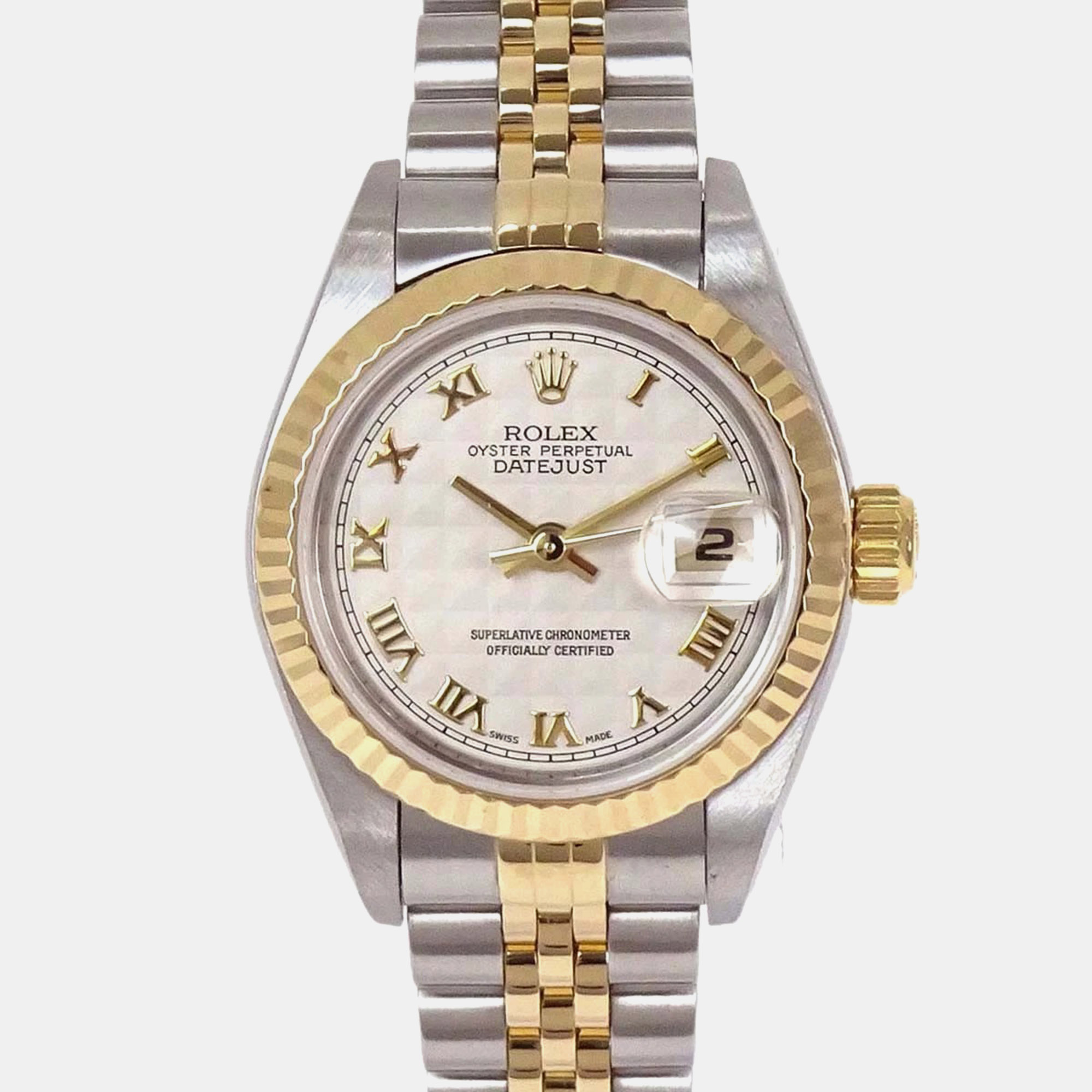 Rolex Lady Datejust 79173 Offwhite 18K Yellow Gold Stainless Steel Automatic Womens Wristwatch 26 mm