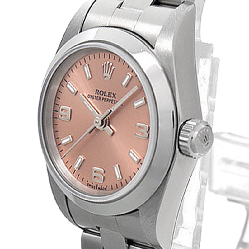 

Rolex Pink Stainless Steel Oyster Perpetual Women's Wristwatch