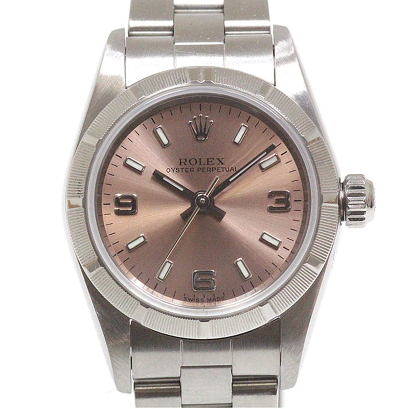 Pre Owned Rolex Pink Stainless Steel Oyster Perpetual Women's Wristwatch 25MM