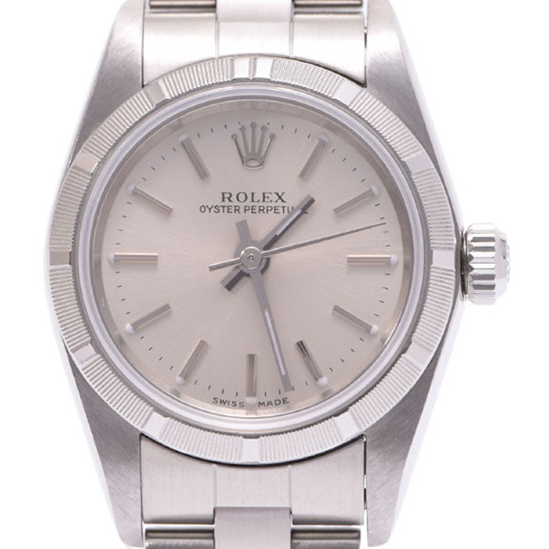 Rolex Silver Stainless Steel Oyster Perpetual Women\u0027s Wristwatch 24MM