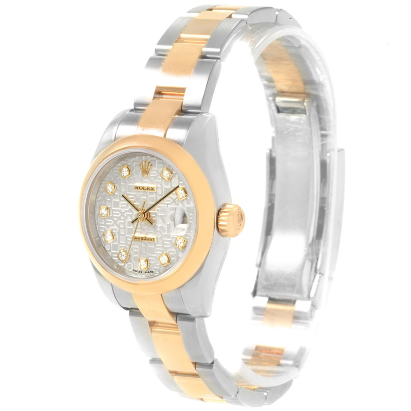 مملوكة مسبقًا ساعة يد نسائية رولكس ديت جست ستانلس ستيل وذهب أصفر عيار 18 فضية 26مم