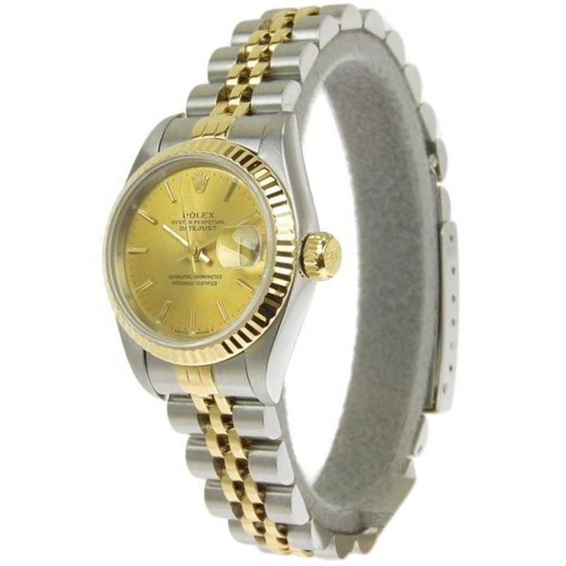 Pre Owned Rolex Champagne 18K Yellow Gold and Stainless Steel Datejust Women's Wristwatch 26MM