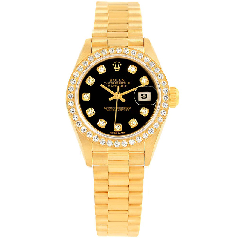 black and gold women's rolex