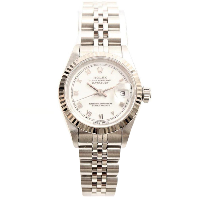 Rolex White 18K White Gold and Stainless Steel Datejust Women\u0027s Wristwatch 26MM