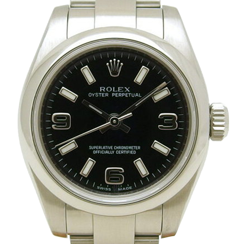 

Rolex Black Stainless Steel Oyster Perpetual Women's Wristwatch
