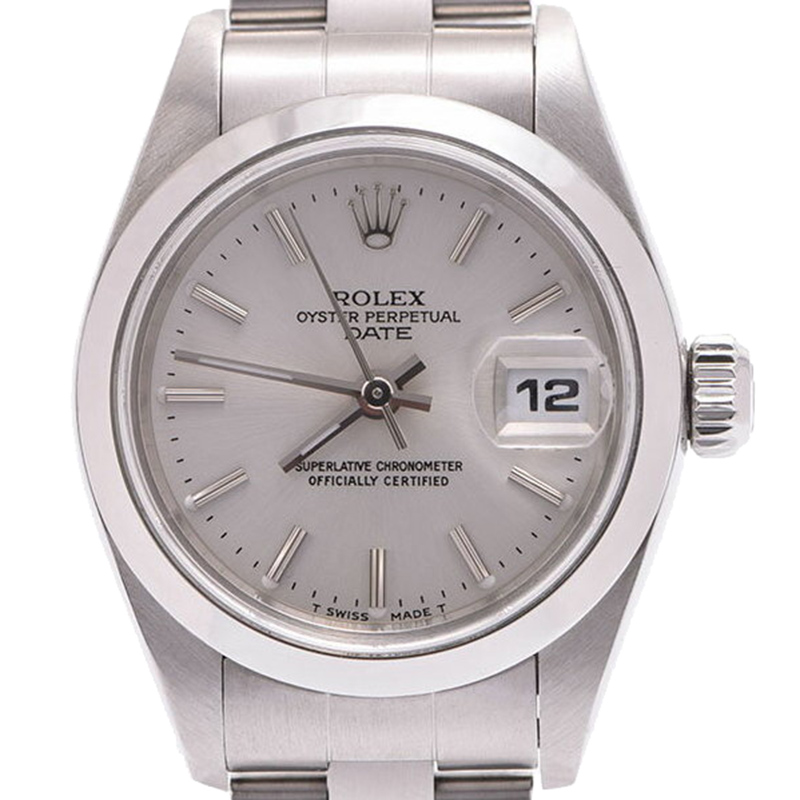 

Rolex Silver Stainless Steel Oyster Perpetual Date Women's Wristwatch